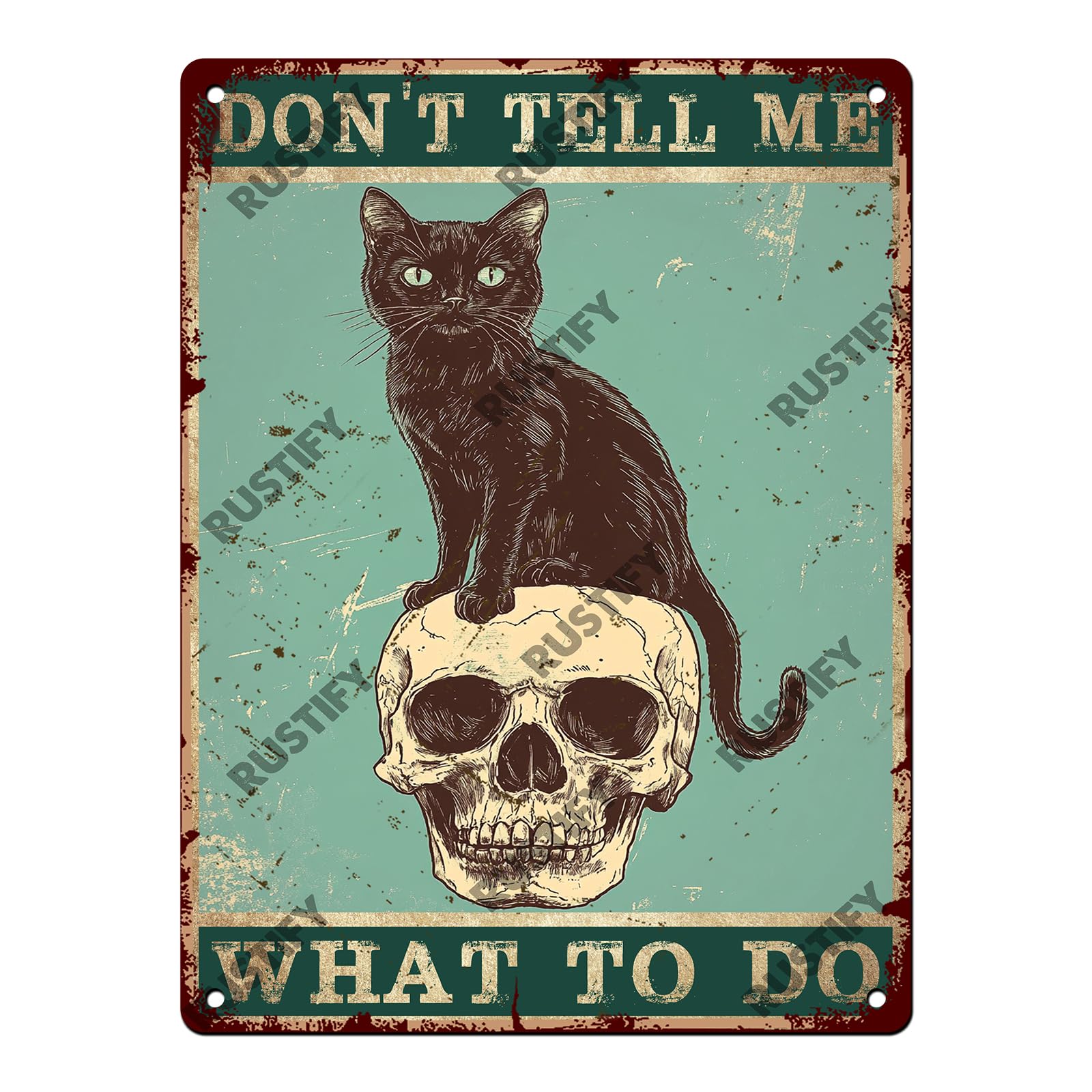 Cat Metal Tin Sign Vintage Retro Style Aluminum Sign Wall Art Decor 12x8 Inch