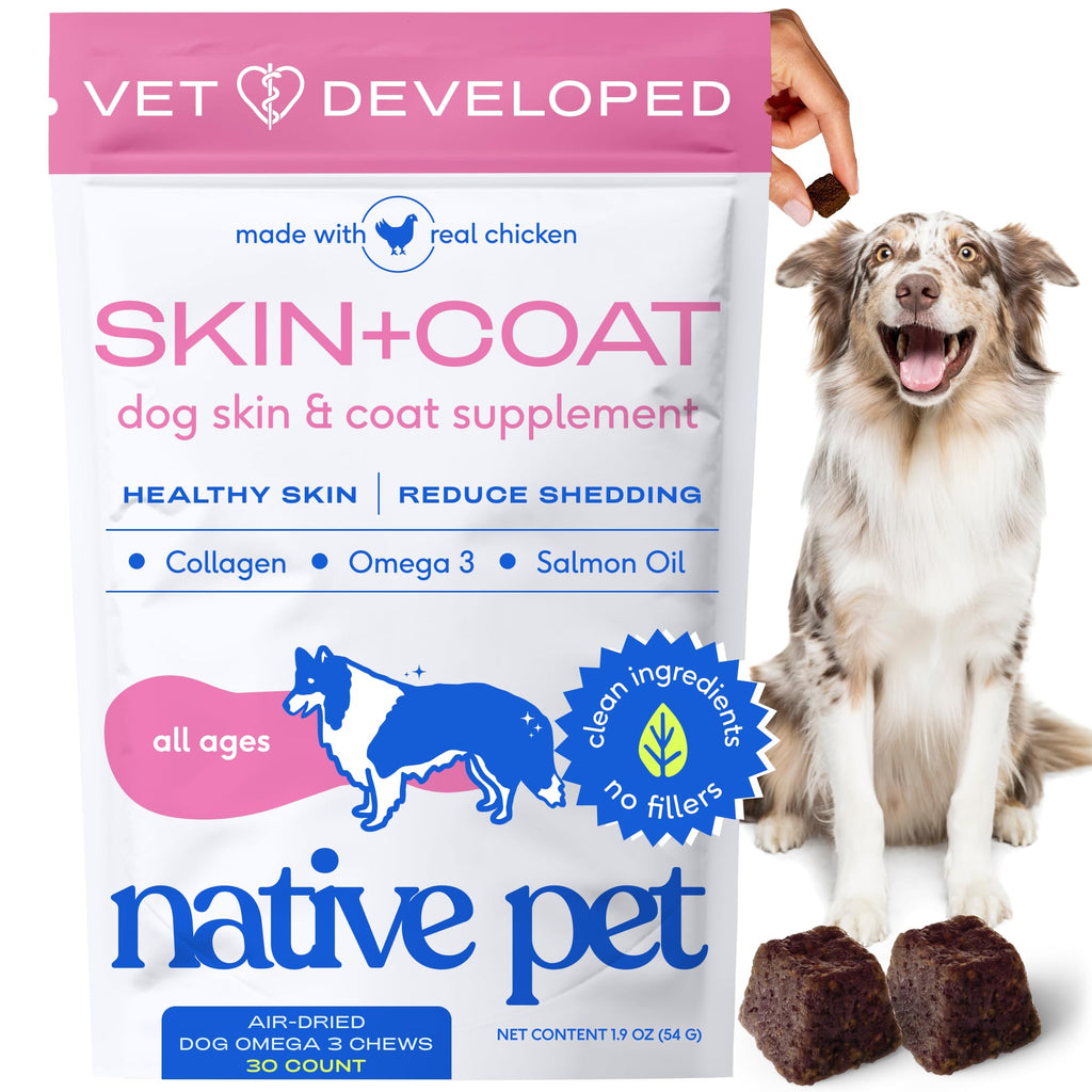 Native Pet Omega 3 Fish Oil for Dogs & Cats – Wild Alaskan Salmon Oil for Dogs Skin and Coat, Supports Joints, Heart & Shedding – Fast-Absorbing Omega 3 6 9 Liquid Supplement – 8oz