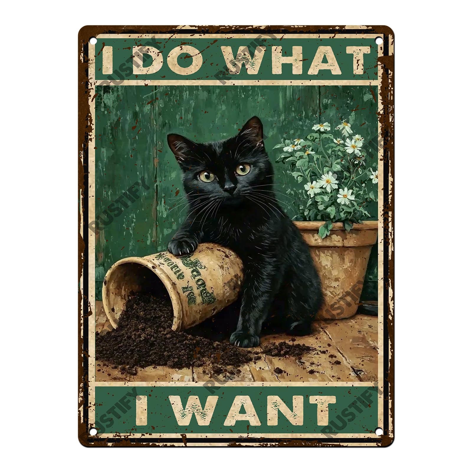 Cat Metal Tin Sign Vintage Retro Style Aluminum Sign Wall Art Decor 12x8 Inch