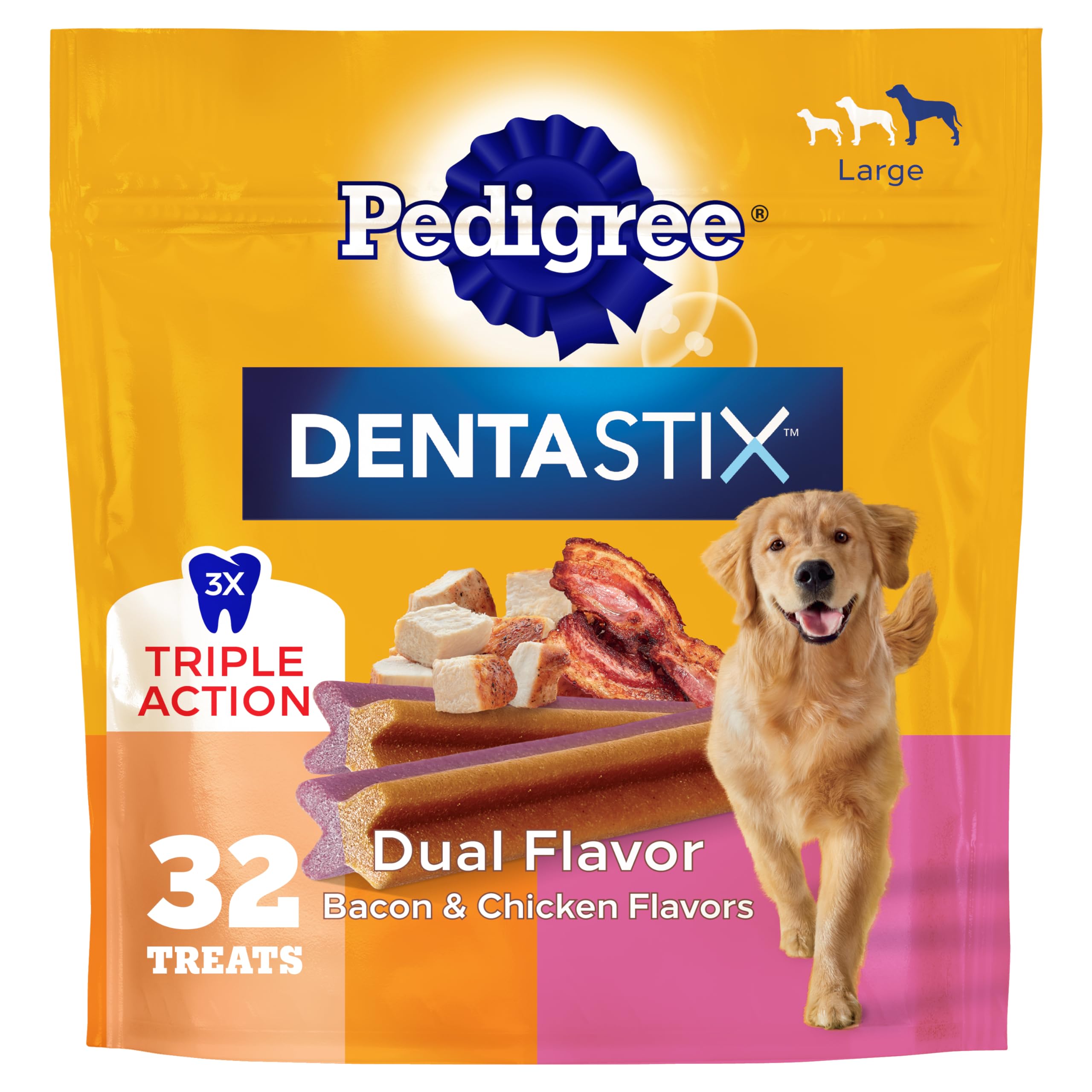 Pedigree Dentastix Large Dog Treats, Original, Beef & Fresh, 2.73 lb. Variety Pack (51 Treats Total)