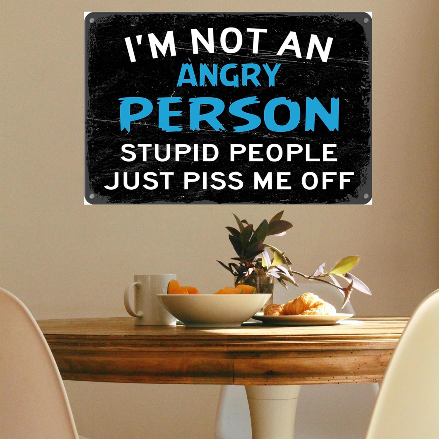 8x12 inch Blue I'm Not An Angry Person Sign, Tin Metal Wall Decor, Funny Sarcastic Gift for Men, Garage, Office, Home