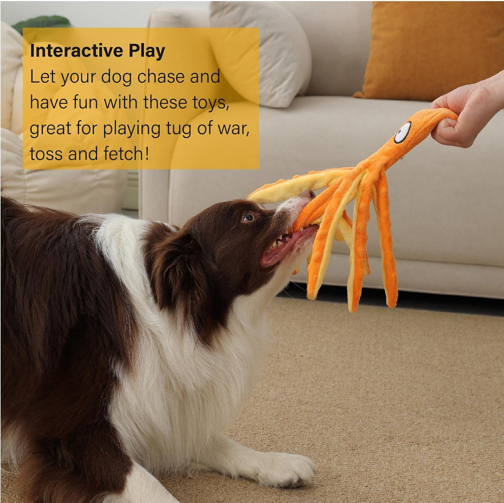 CPYOSN Dog Squeaky Toys Octopus - No Stuffing Crinkle Plush Toys for Puppy Teething, Durable Interactive Chew Toys for Small, Medium and Large Dogs Training and Reduce Boredom, 2 Pack