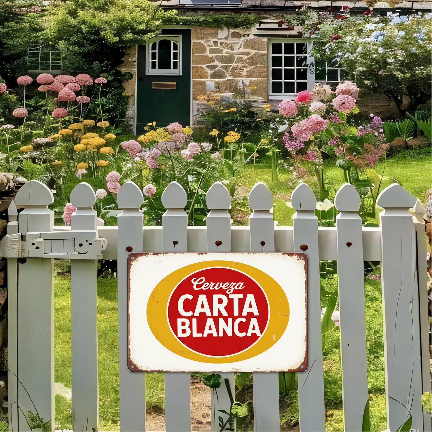 Cerveza Carta Blanca Vintage Mexican Beer Metal Tin Sign, Retro Wall Decor, 8 x 12 Inch, Rectangular