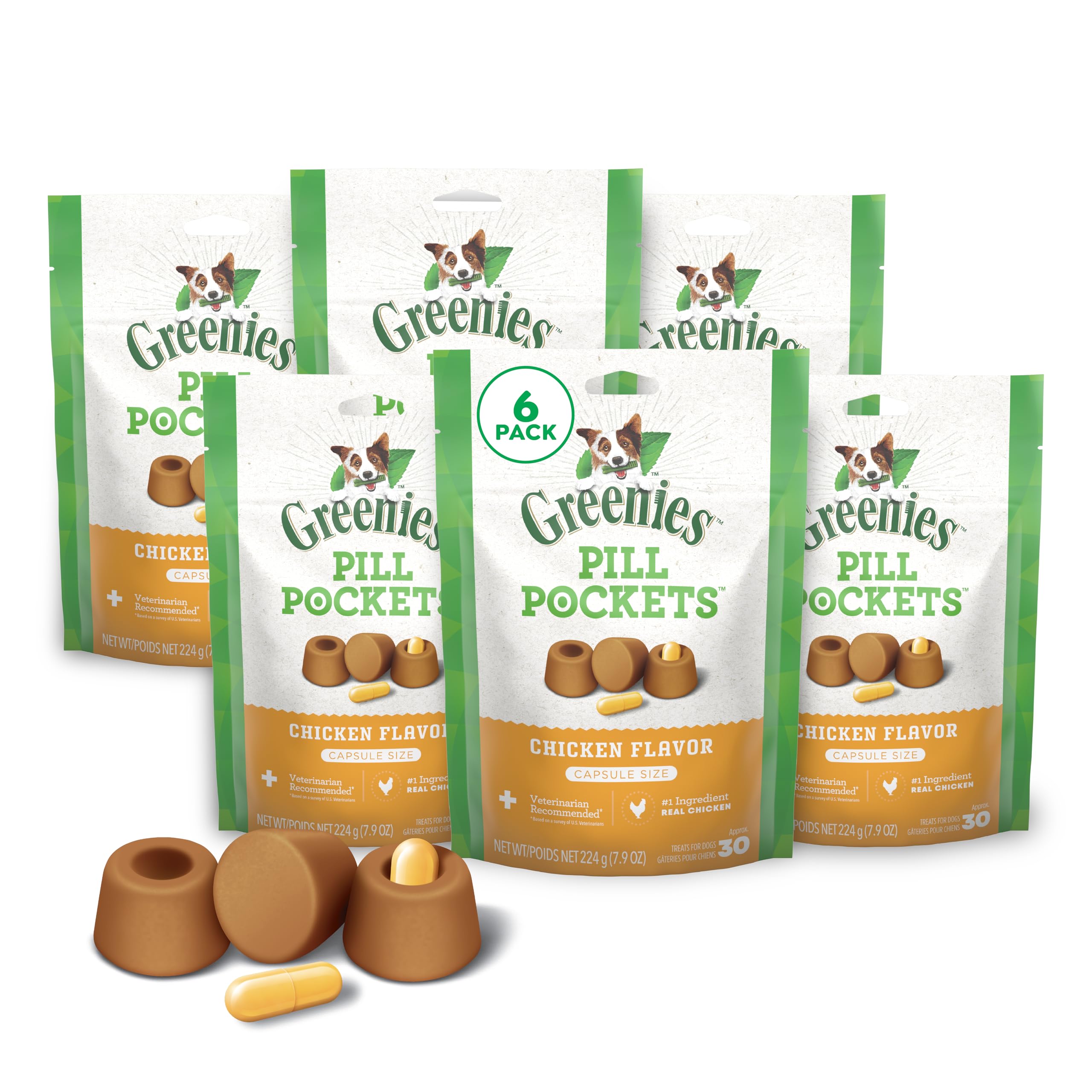Greenies Pill Pockets for Dogs Large Size, Dog Treat Pouch for Capsule Medication, Peanut Butter Flavor, 15.8 oz. Pouch