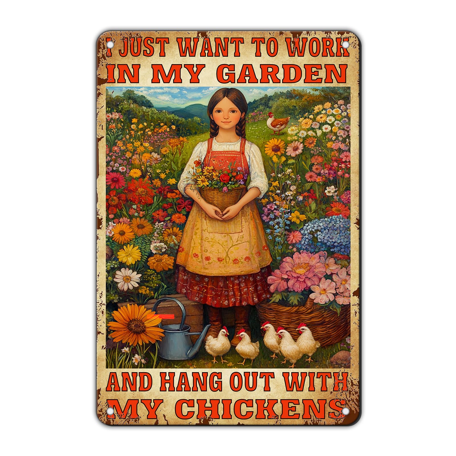 KIYOYO Vintage Tin Metal Sign Poster Grow Positive Thoughts Vintage Poster Flower Head Girl Poster Mental Health Poster Motivational Poster Emotions Poster Vintage Wall Home Decor 8x12 Inch