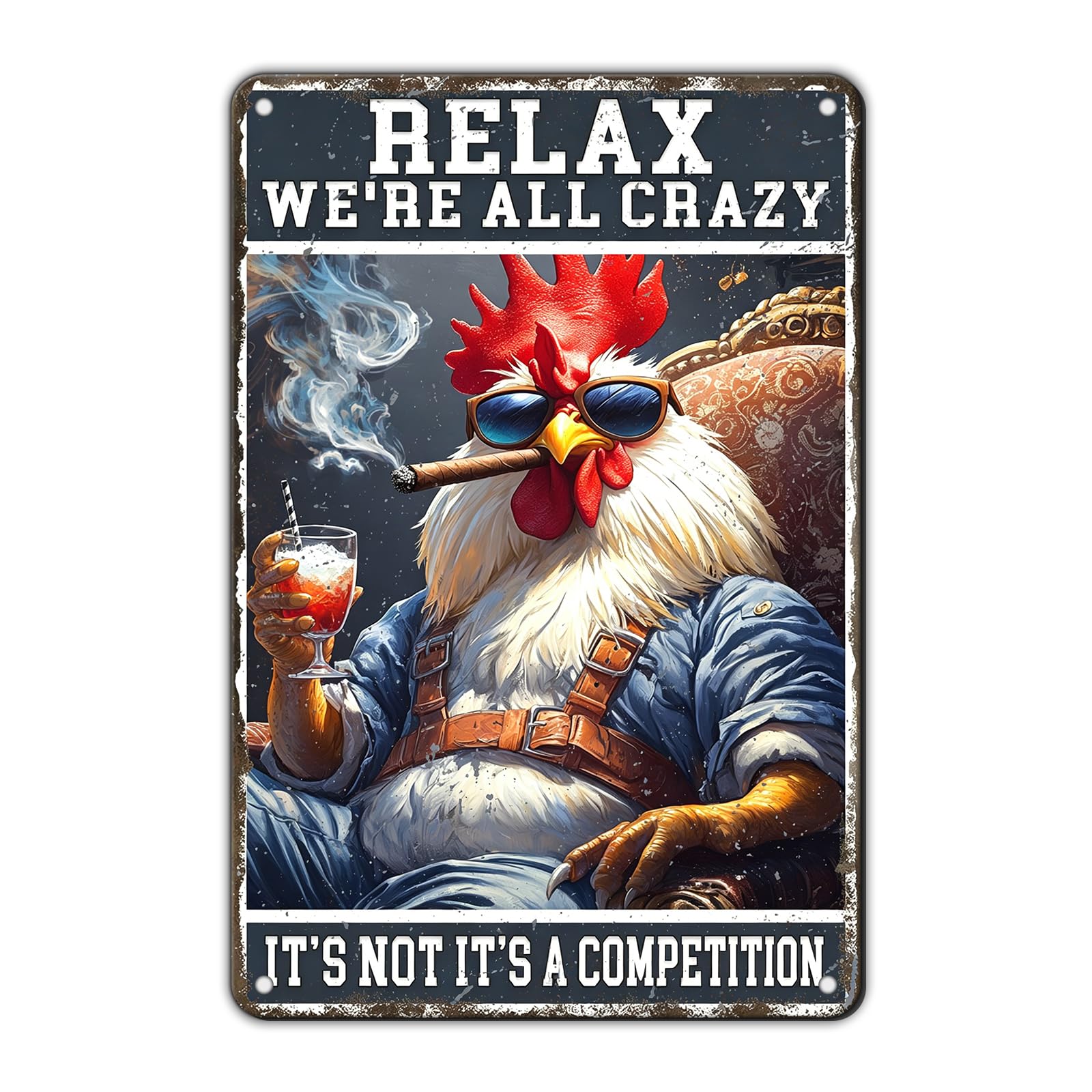 Funny Chicken Signs Welcome To My Kitchen Humorous Cartoon Rooster Cooking Aluminium Sign Metal Chicken Signs Decor Home Ktichen Farm Are Wall 12x8 Inch Vintage Chicken Signs Metal Tin Poster