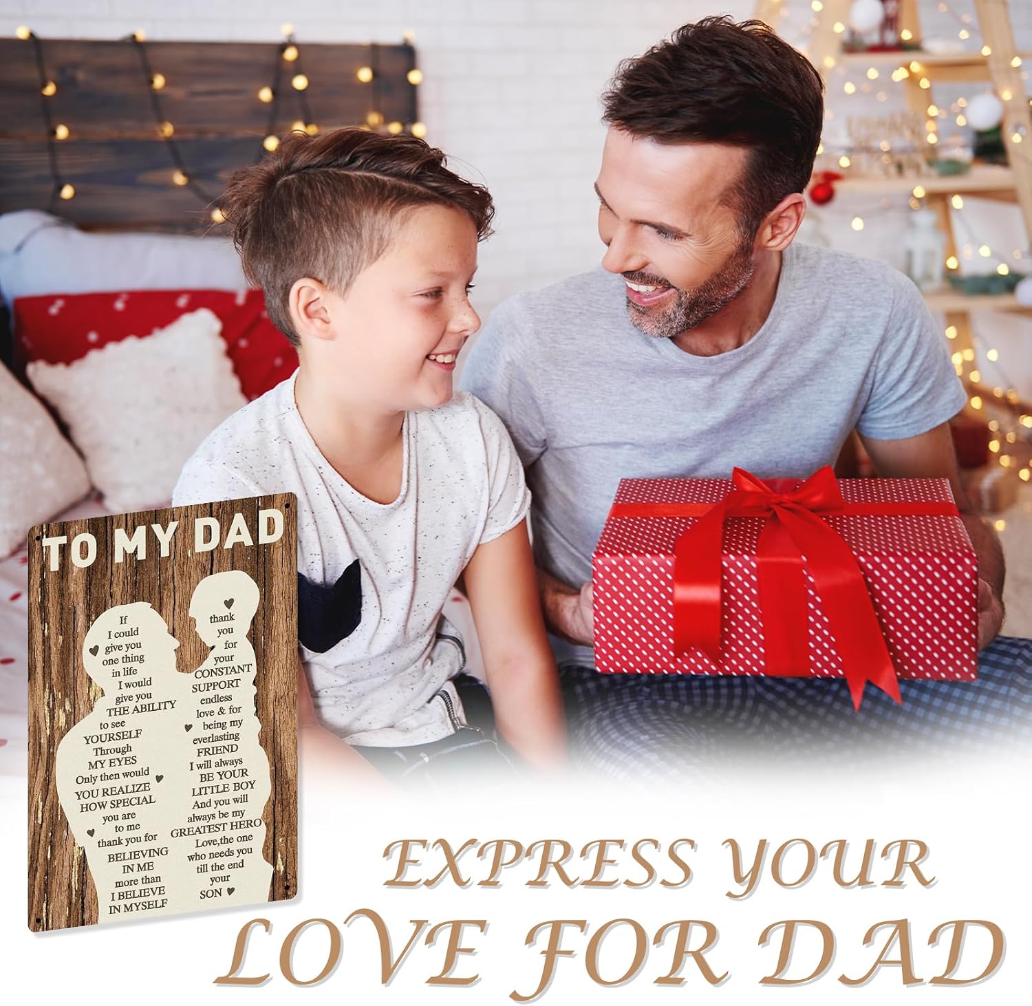 Fathers Day Birthday Gifts From Son Dad Gift 12x8In Print Wall Art Metal Plaque Vintage Tin Sign Home Wall decor Personalized Father's Day Gifts Ideas for Dads Husband Men Him