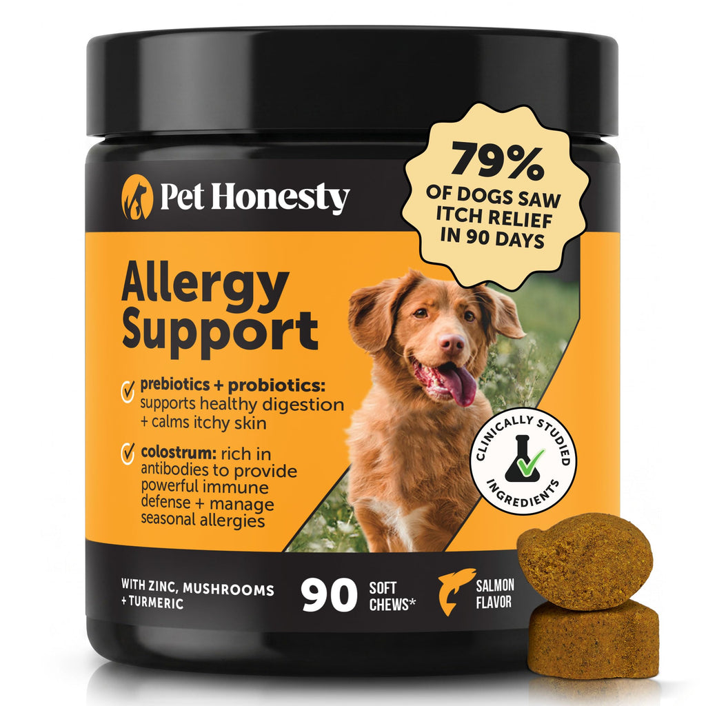 Dog Allergy Relief Immunity Chews - Paw Licking, Itching & Seasonal Allergies - with Colostrum, Probiotics, Turmeric & Salmon Oil - Vet Recommended Anti-Itch Supplement for Dogs (Salmon, 90 Ct)