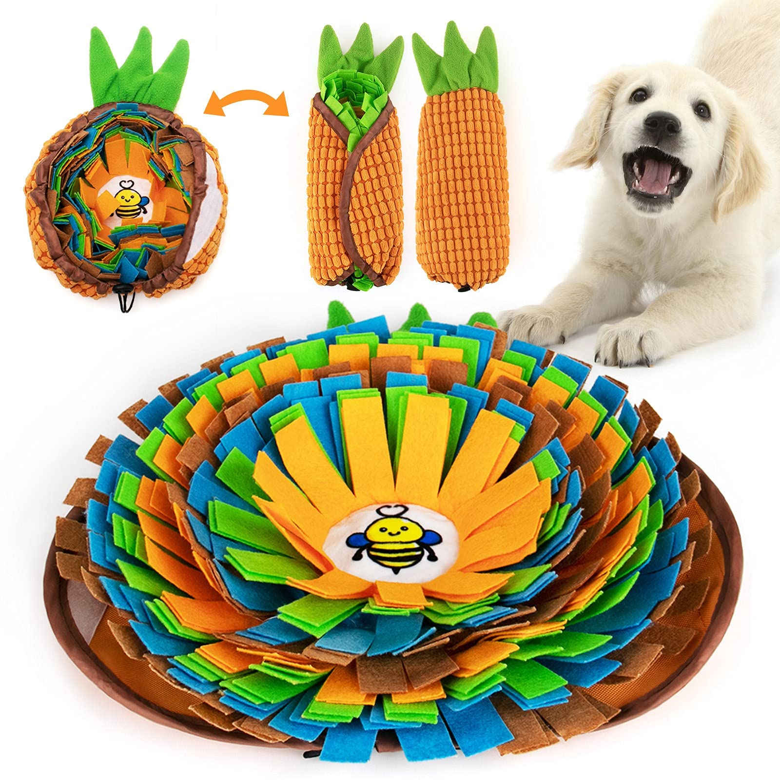 AWOOF Pet Snuffle Mat for Dogs, Interactive Feed Game for Boredom, Encourages Natural Foraging Skills for Cats Dogs Bowl Travel Use, Dog Treat Dispenser Indoor Outdoor Stress Relief