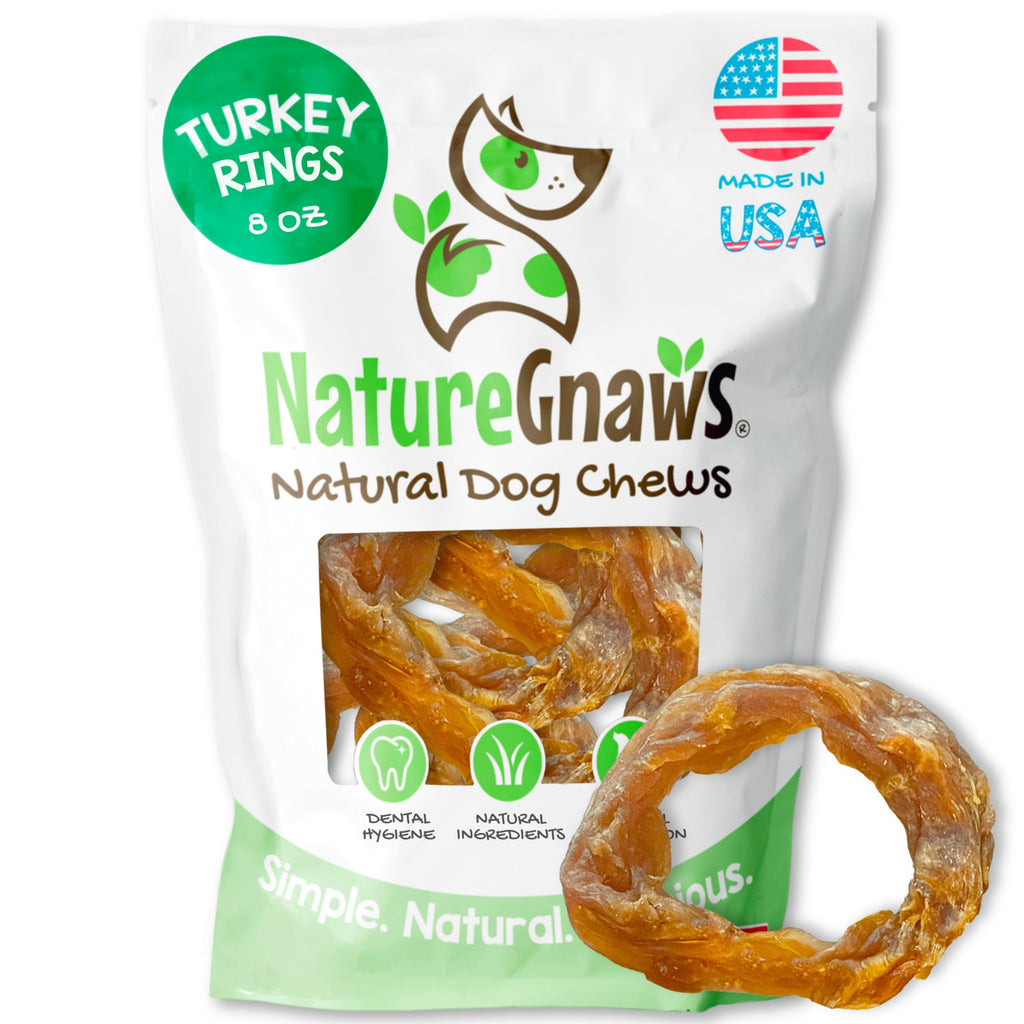 Nature Gnaws USA Turkey Tendons for Dogs (4oz) - Delicious Grain Free Reward Snack for Small, Medium & Large Breeds - Premium Natural Dog Chew Treats