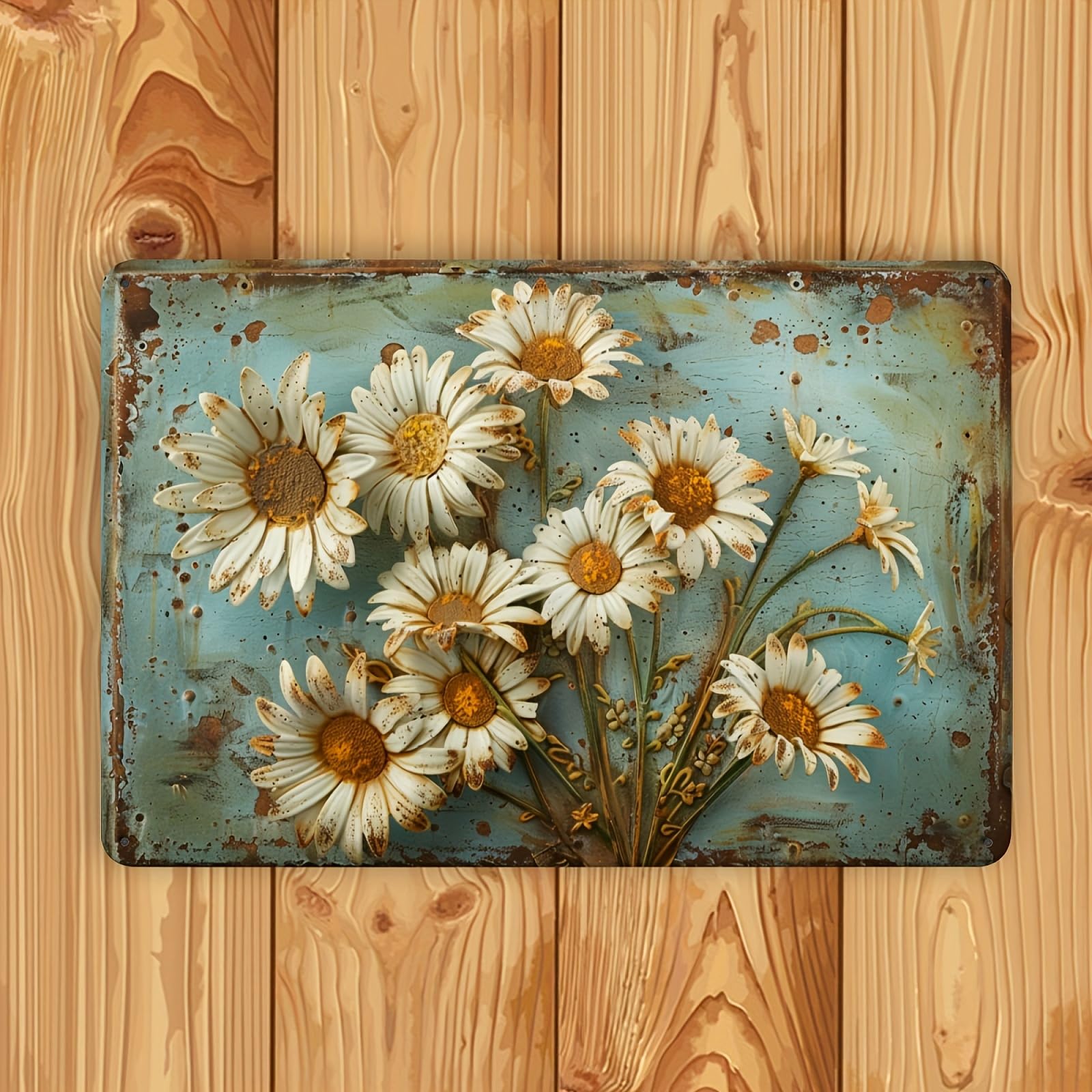 Rustic Garden Flowers Metal Tin Sign, Vintage Iron Wall Art Decor for Indoor Outdoor Use, Floral Engraving for Bedroom, Office, Study, Cafe, Bar, Library, Garage - Pack of 1, 12x8 Inches
