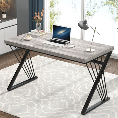 FOLUBAN Home Office Desks, Modern Wood and Metal Writing Study Work Table, Industrial Computer Desk for Bedroom Living Room, Rustic Walnut, 47 Inch
