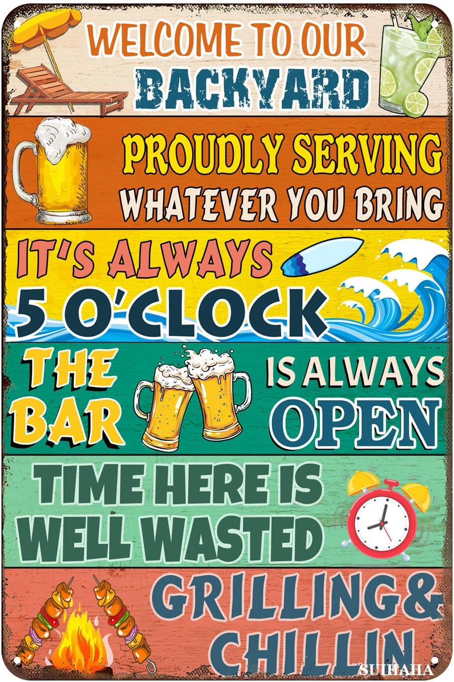 Vintage Metal Tin Sign Welcome to Our Backyard Home Yard Porch Decor Patio Pool Bar Coffee Wall Decor Tin Sign 12x8 Inches