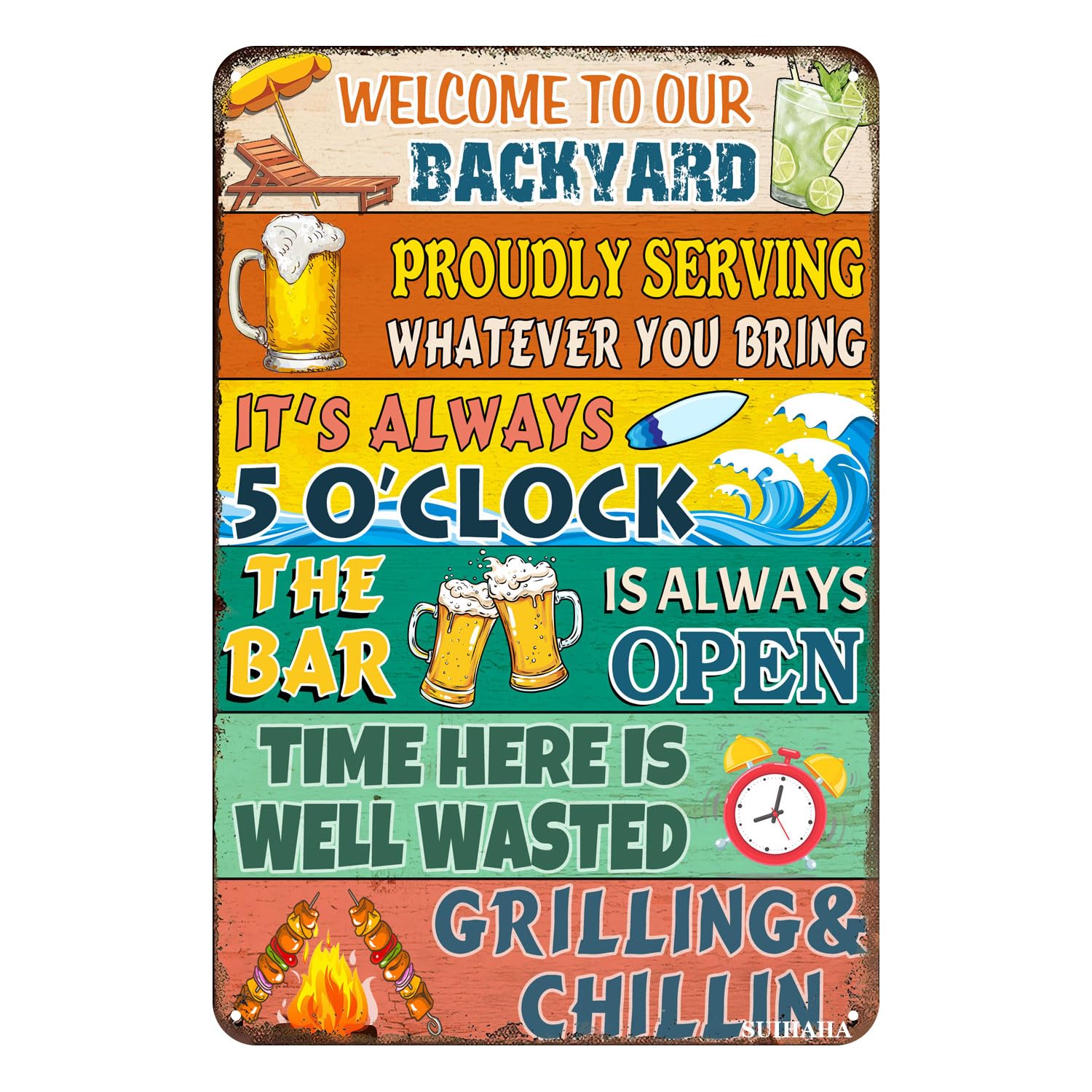Vintage Metal Tin Sign Welcome to Our Backyard Home Yard Porch Decor Patio Pool Bar Coffee Wall Decor Tin Sign 12x8 Inches