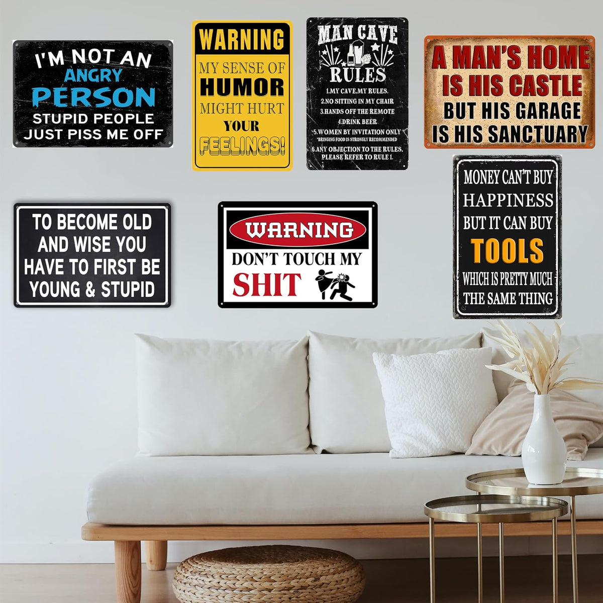 8x12 inch Blue I'm Not An Angry Person Sign, Tin Metal Wall Decor, Funny Sarcastic Gift for Men, Garage, Office, Home