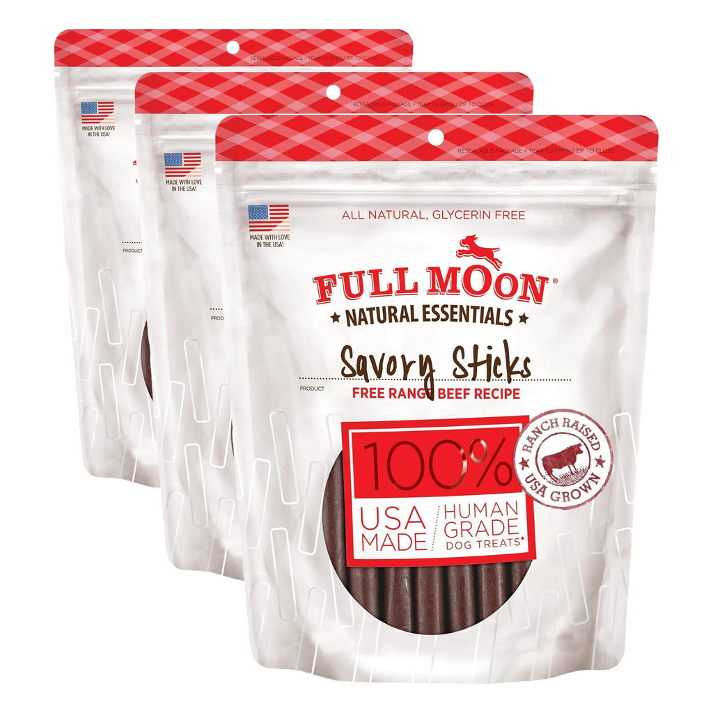 Full Moon All Natural Human Grade Dog Treats, Essential Beef Savory Sticks, 22 Ounce, 1.375 Pound (Pack of 1)