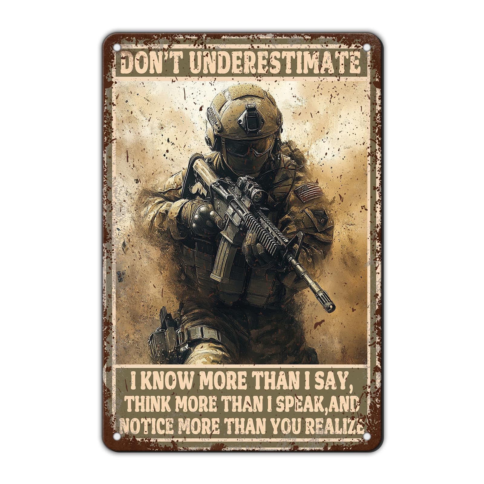 Patriotic Metal Tin Sign Funny American Patriotic Man Tin Sign American Flag Sign 4th of July Vintage Metal Poster Wall Decor for Man Cave Bar Party Garage Outdoor 8x12 Inch