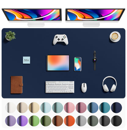 Aothia Non-Slip Waterproof PU Leather Desk Pad Protector for Mouse, Writing Desk, Office, Home, Laptop Blotter, 23.6" x 13.7", Black