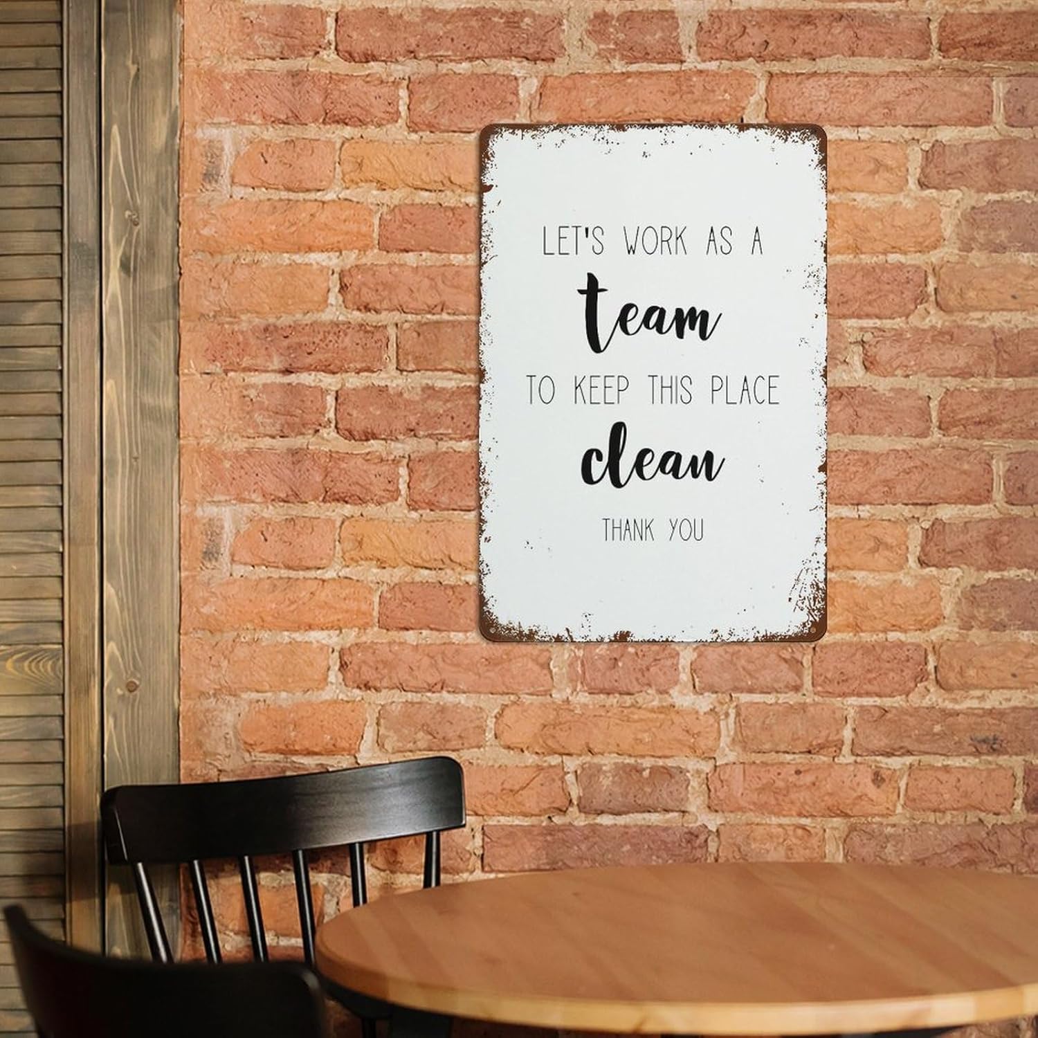 Funny Vintage Wall Sign Decor Lets Work As A Team to Keep This Place Clean Office Art Break Room Art Sign 8x12 Inch for Home Kitchen Wall Bar Coffee Shop Decoration