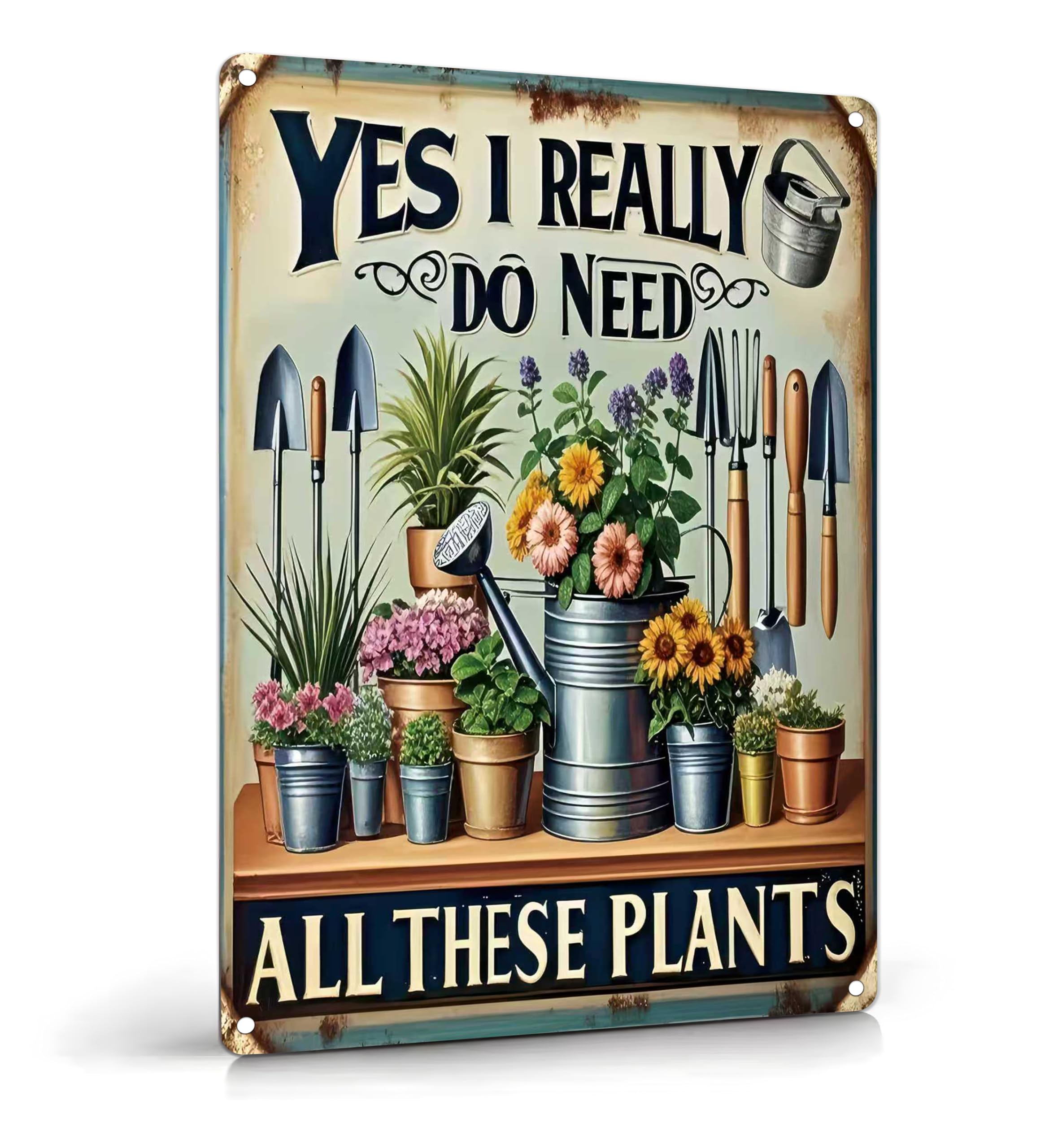 Vintage Flower Garden Metal Sign Rustic Farmhouse Daisy Floral Wildflowers Tin Signs Still Life Gardening Aluminum Wall art for Home Garden Patio Farm Yard Bar Bathroom Decor 8x12 Inch