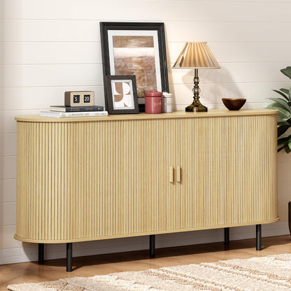 ONBRILL 55" Sideboard Buffet Cabinet with Storage, Sliding Door & Adjustable Shelf, Modern Accent Coffee Bar Console Table for Kitchen, Entryway, Walnut