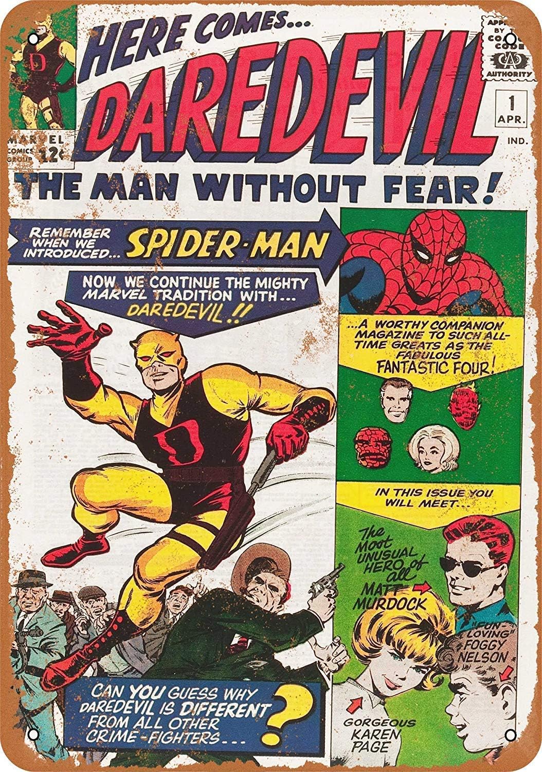 Kexle 8 x 12 Metal Sign - Vintage Look 1964 Daredevil #1