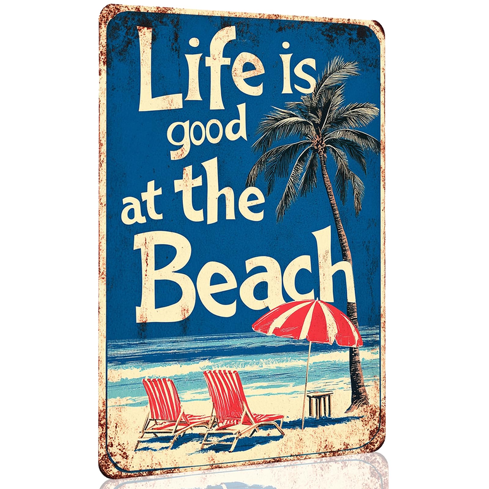 CCPARTON Vintage Beach Metal Sign The Beach Is Calling Metal Tin Sign For Home Outdoor Indoor Office Bar Yard Decor 8x12 Inch