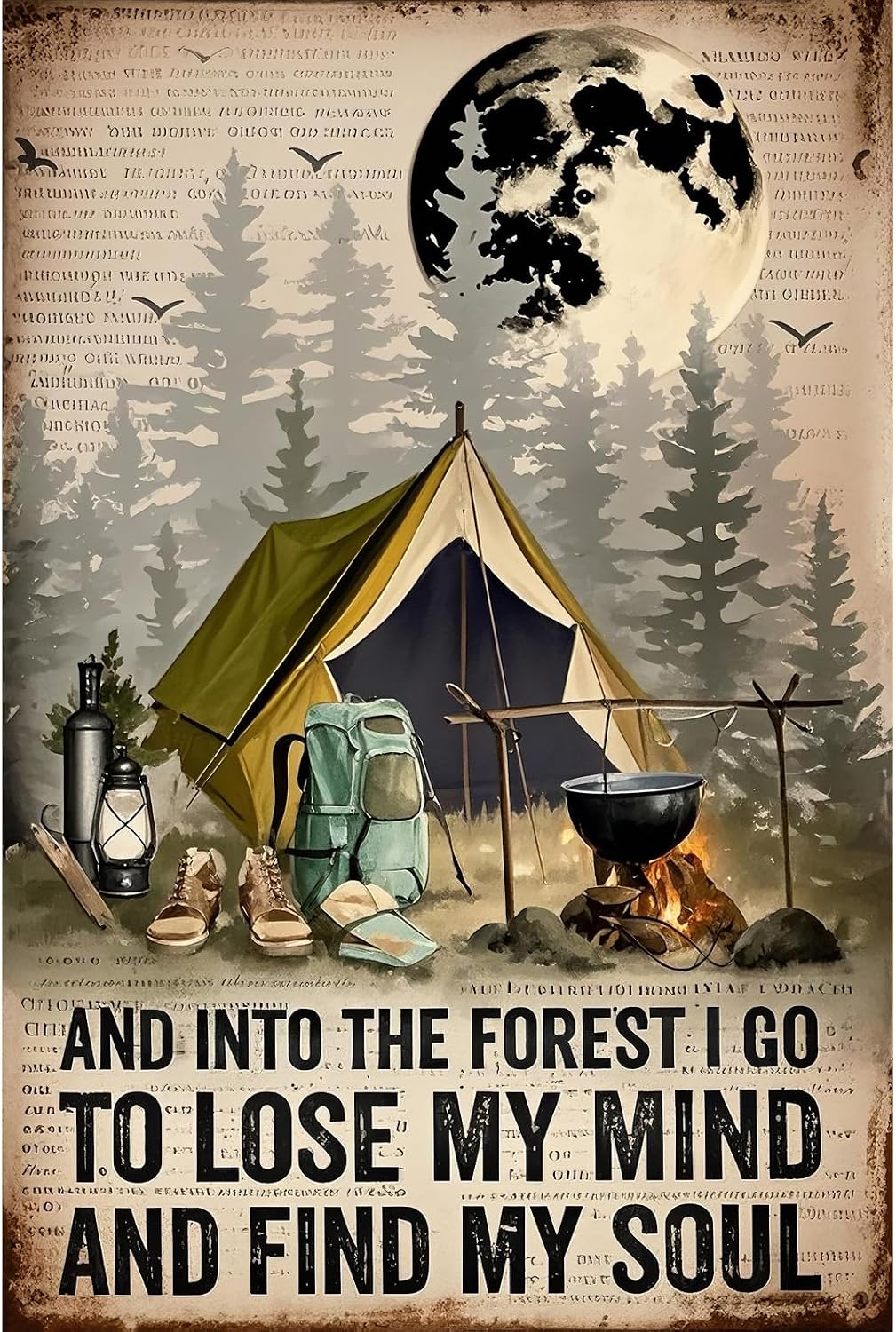 Retro Tin Sign - INTO THE FOREST I GO TO LOSE MY MIND AND FIND MY SOUL - Vintage Metal Wall Art for Home, Bar, Cafe, or Office Decor - Thoughtful Gift for Family, Friends or Coworkers-Styl 3