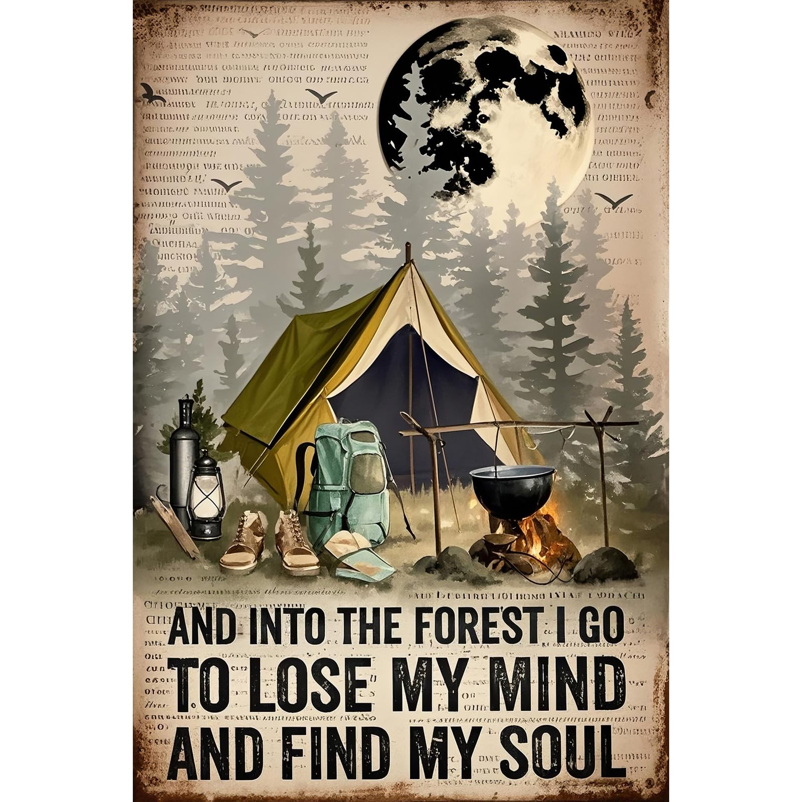 Retro Tin Sign - INTO THE FOREST I GO TO LOSE MY MIND AND FIND MY SOUL - Vintage Metal Wall Art for Home, Bar, Cafe, or Office Decor - Thoughtful Gift for Family, Friends or Coworkers-Styl 3