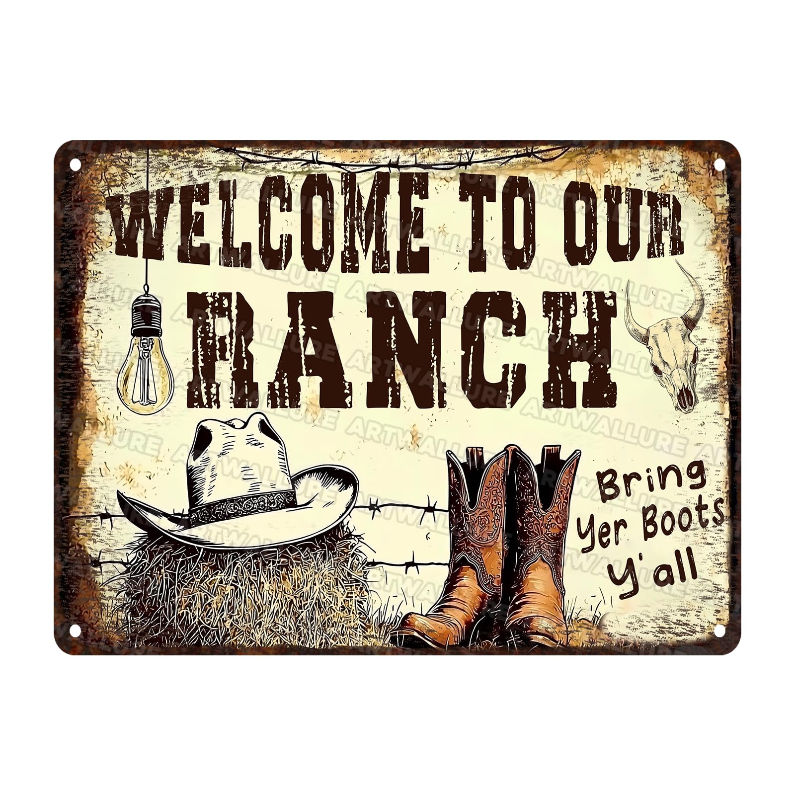 Retro Cowgirl Tin Sign Metal Wall Art Rustic Western Home Decor Wanted Theme 8x12inch