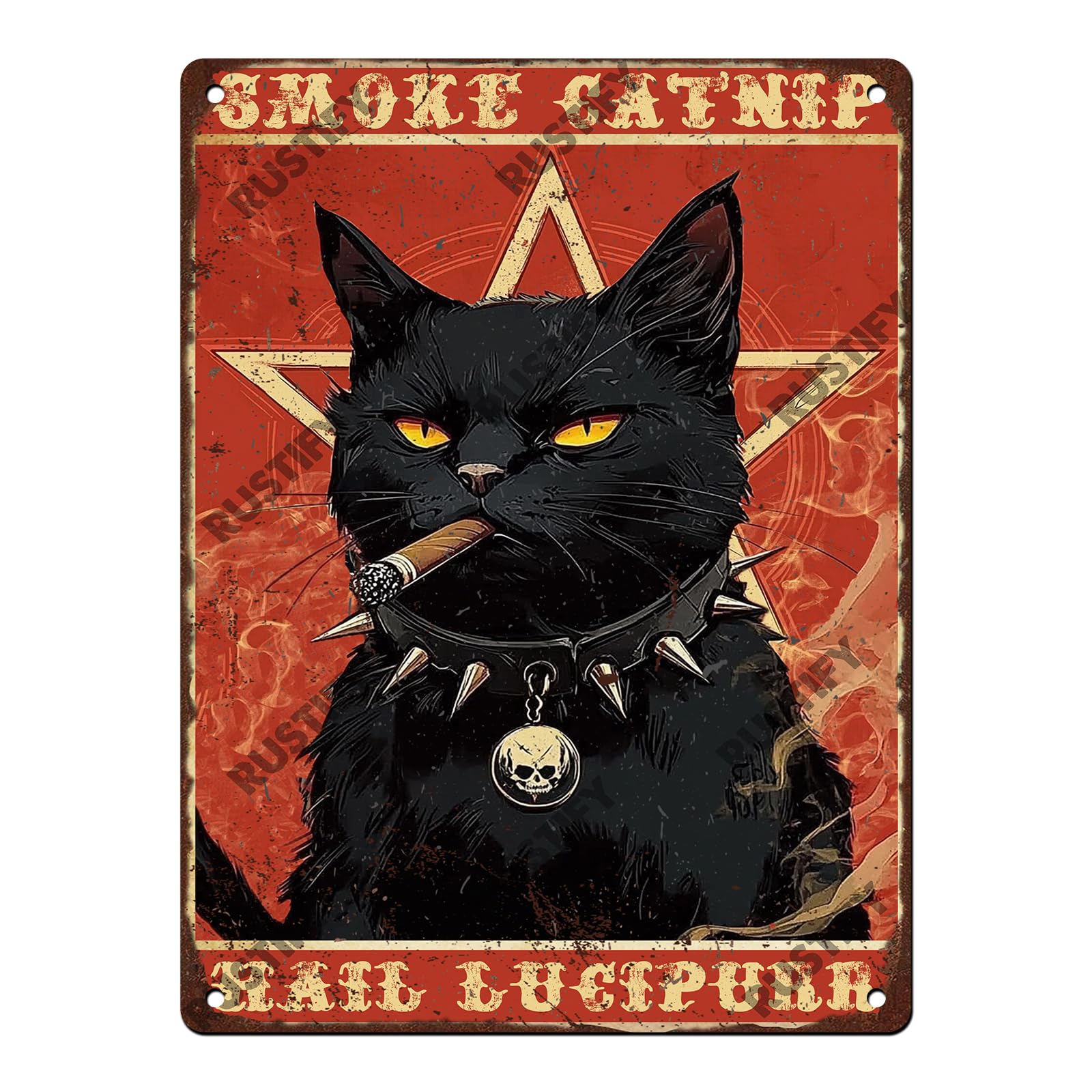 Cat Metal Tin Sign Vintage Retro Style Aluminum Sign Wall Art Decor 12x8 Inch