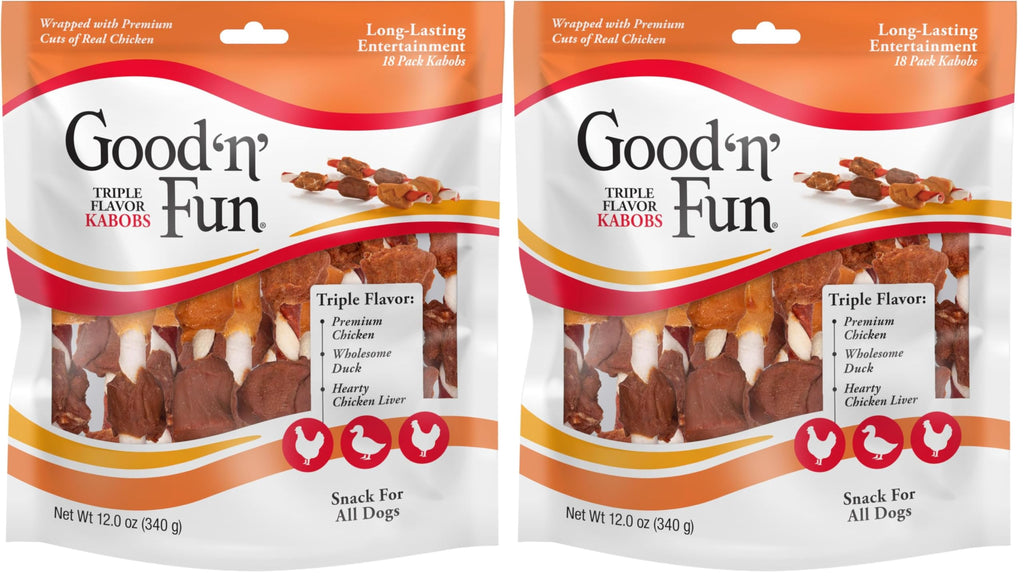 Good 'n' Fun Kabobs Long-Lasting Dog Treat, With Real Proteins, Beef Hide and Premium Chicken, Supports Dental Health, Mental Stimulation, 24 oz