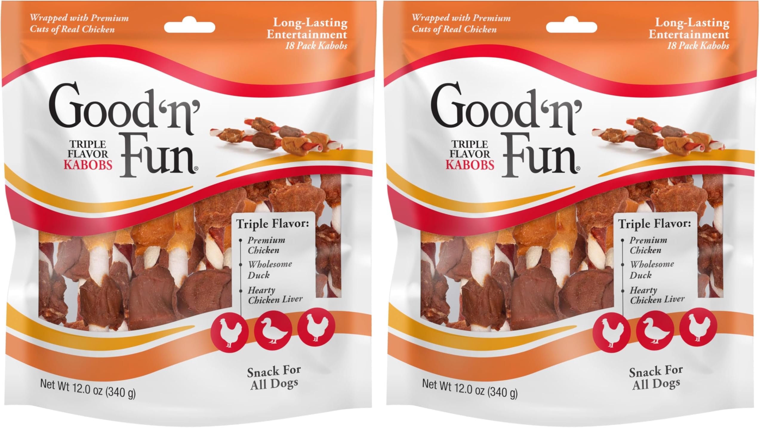 Good 'n' Fun Kabobs Long-Lasting Dog Treat, With Real Proteins, Beef Hide and Premium Chicken, Supports Dental Health, Mental Stimulation, 24 oz