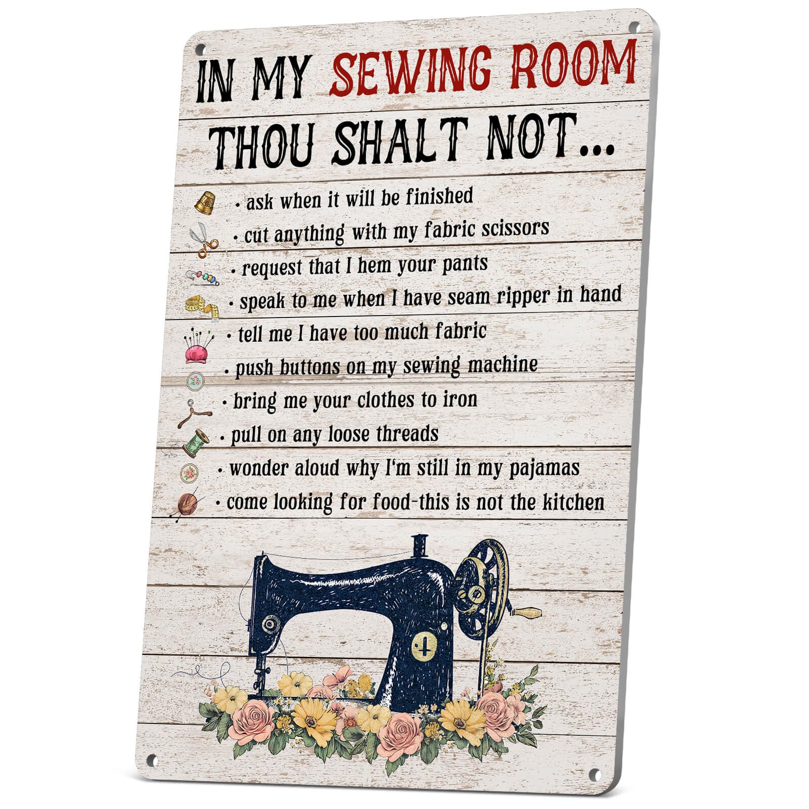 Quilting Knowledge Tin Sign Vintage Sewing Room Art Wall Decor Metal Signs How to Bind A Quilt Poster Gifts for Grandma Mom Women 8X12 Inches