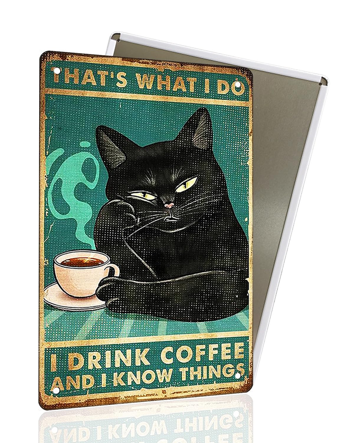 Vintage Black Cat Metal Sign, That's What I Do I Bake And I Know Things Funny Cat Sign Wall Decor for Bedroom Bathroom Retro Metal Tin Sign, Metal Cat Sign Home Decor For Cat Lovers 8x12â€³