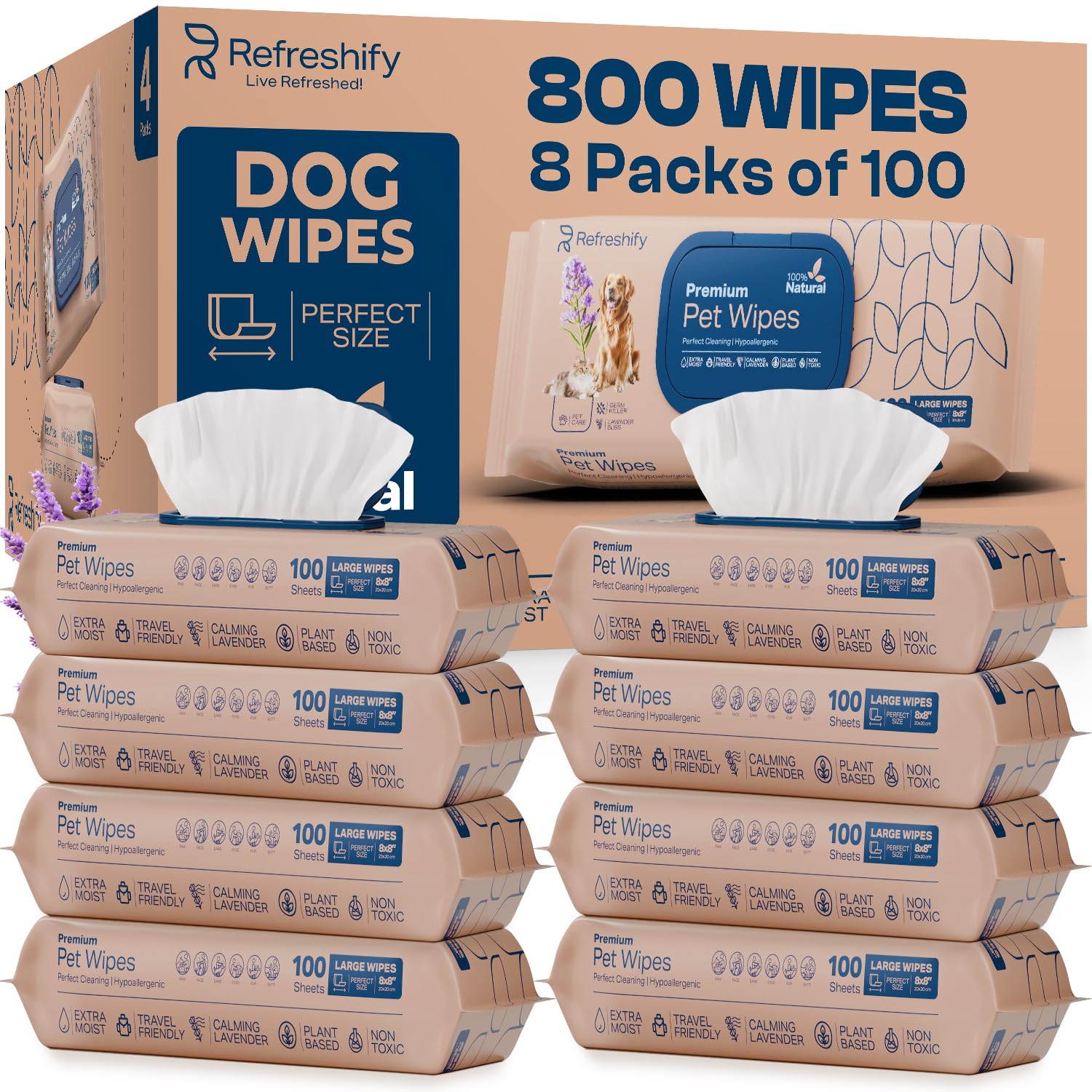 Dog Teeth Cleaning Wipes - 100 Value Pack - Fresh Mint Dog Dental Wipes, Vet Formulated Pet Teeth Cleaning Finger Wipes for Dogs & Cats – Effective Dog Teeth Cleaning, Plaque & Tartar Solution
