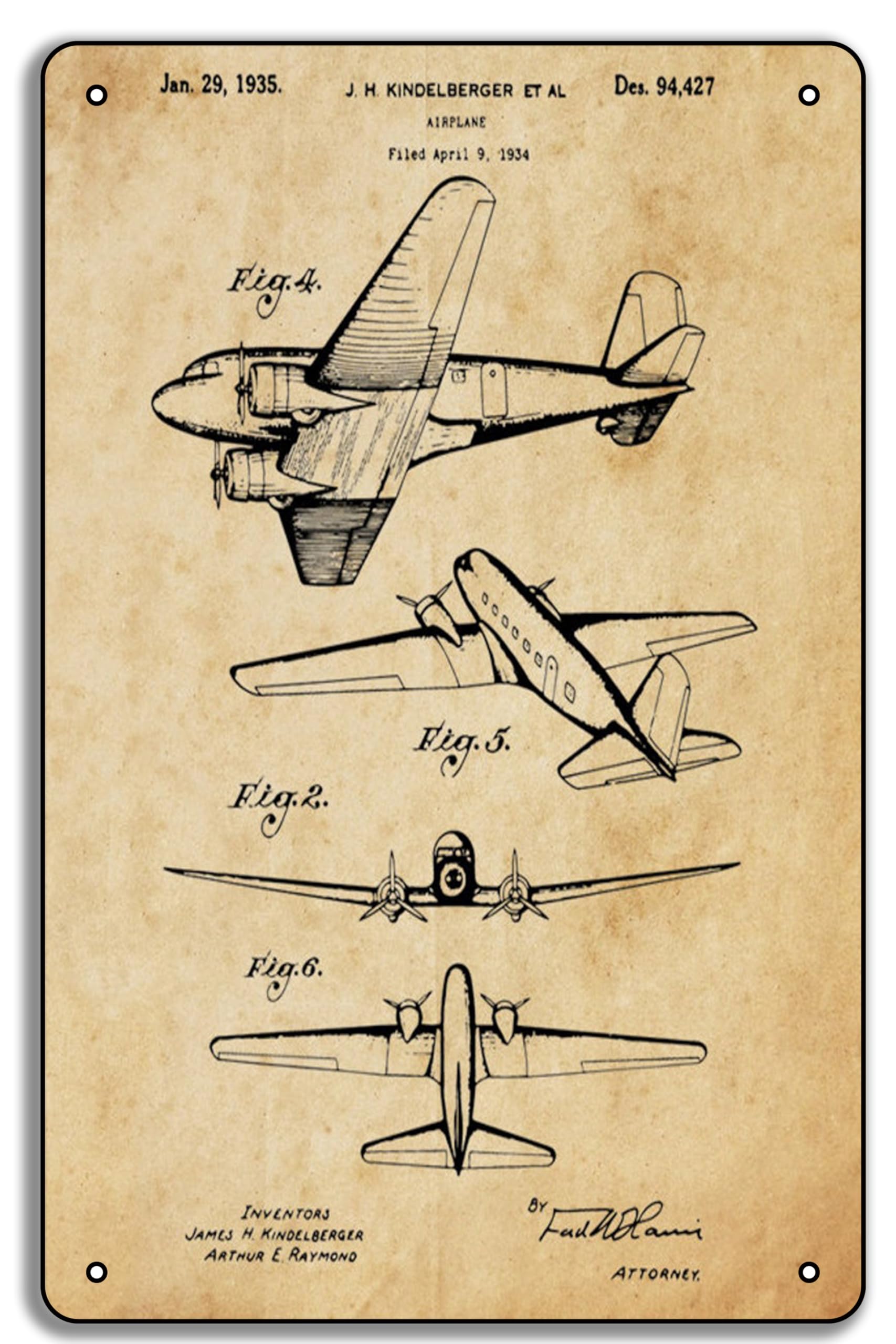 WWII Fighter Planes 8x12in Metal Tin Sign – Vintage World War II Aircraft Art, Military Aviation Wall Decor