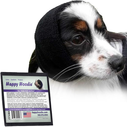 Happy Hoodie The Original Dog & Cat Calming Band - American Brand - Anxiety Relief/Noise Protection-Grooming-Thunder-Fireworks (Large, Blue) - Since 2008