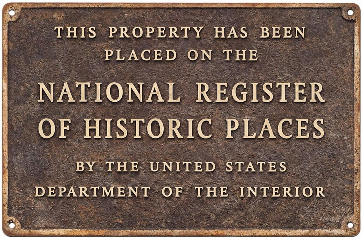 Vintage Historic Places Metal Sign - Retro National Register Style Tin Wall Art for Office Library Home Decor 8x12 Inch