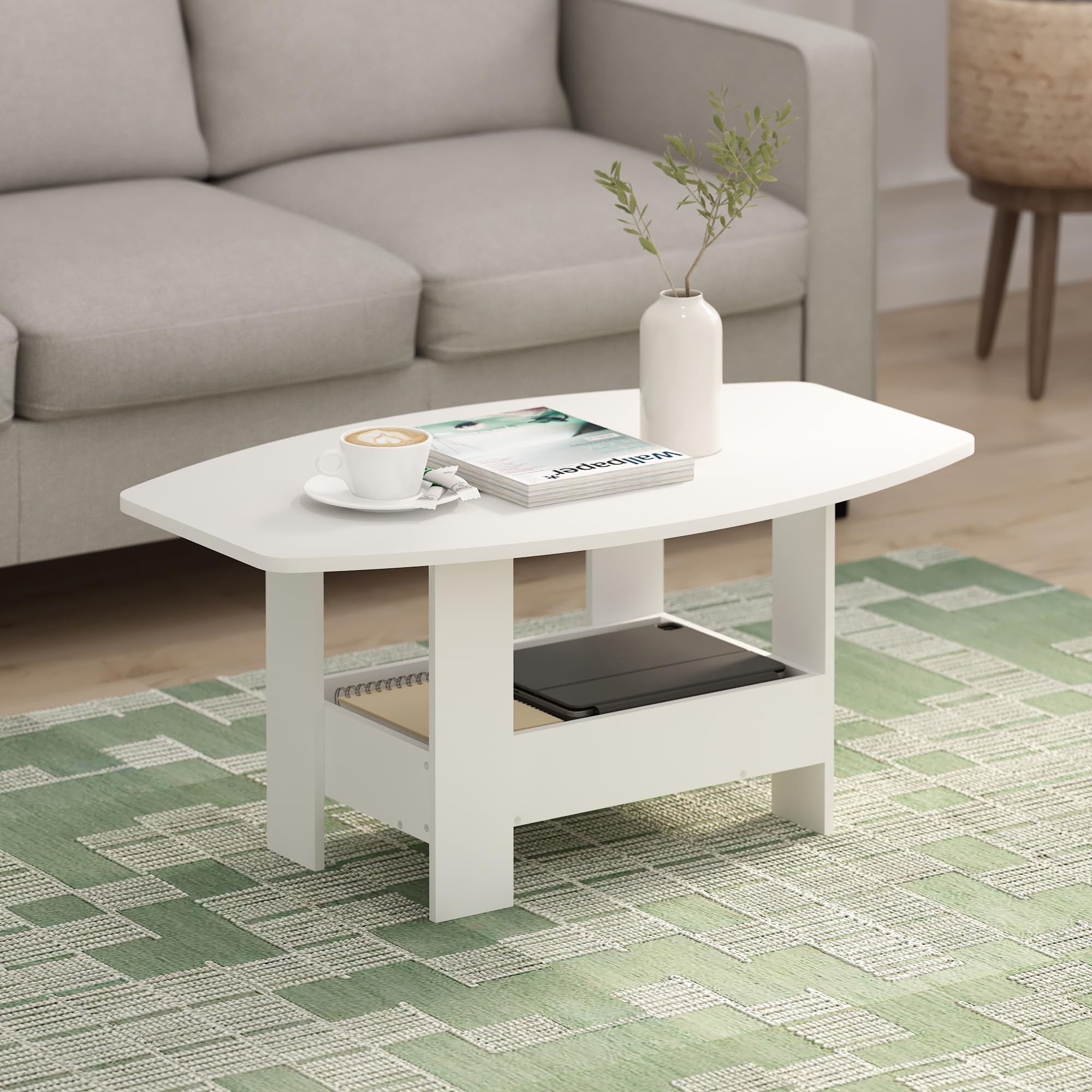Furinno Simple Design Coffee Table, French Oak Grey/Black