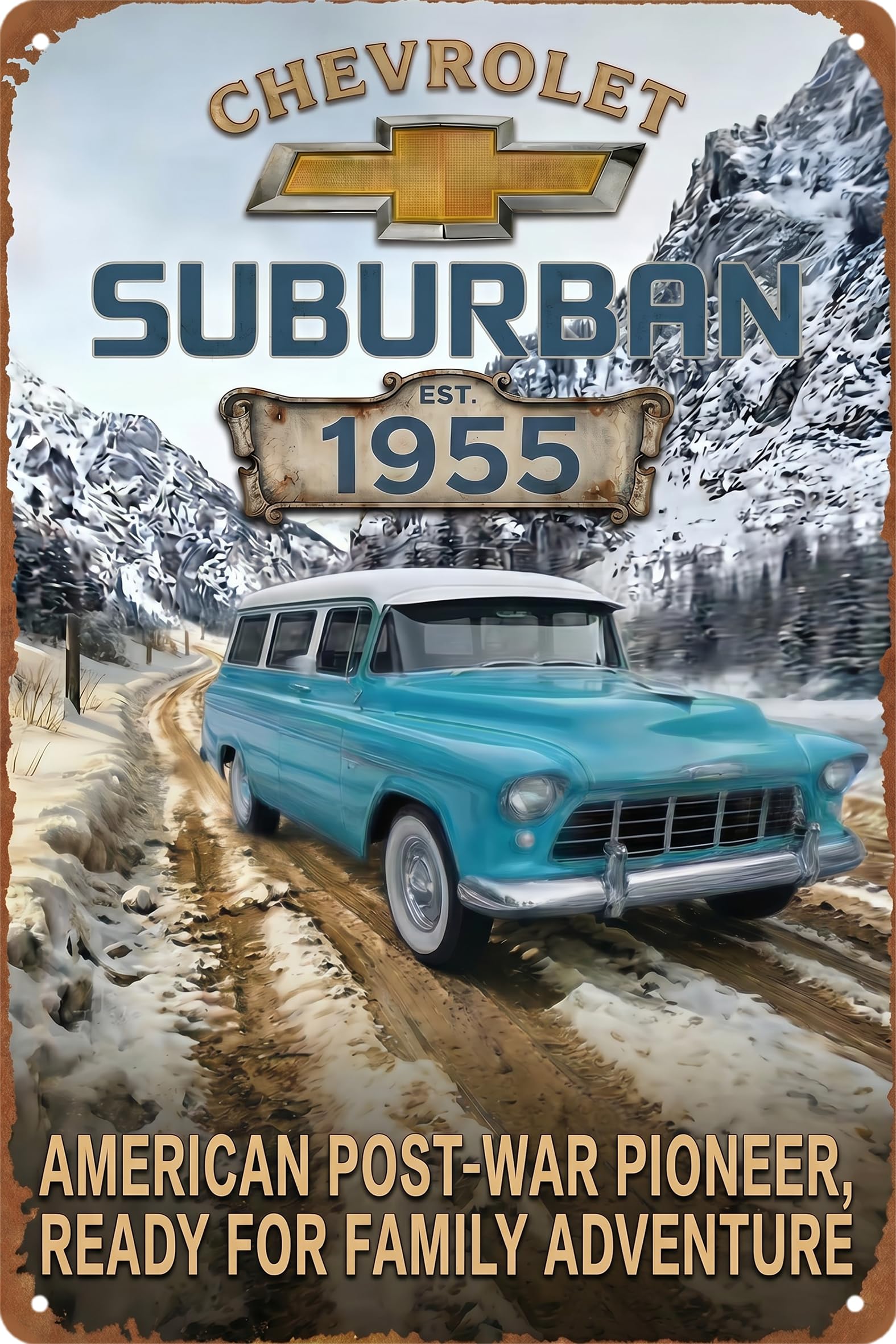 Vintage Car Sign Retro Sports Car Metal Tin Signs, Tin Sign Car for Garage Decor, Classic Car Decor Early American Metal Garage Sign for Man Cave, 8x12 Inch (REO model 10-S)