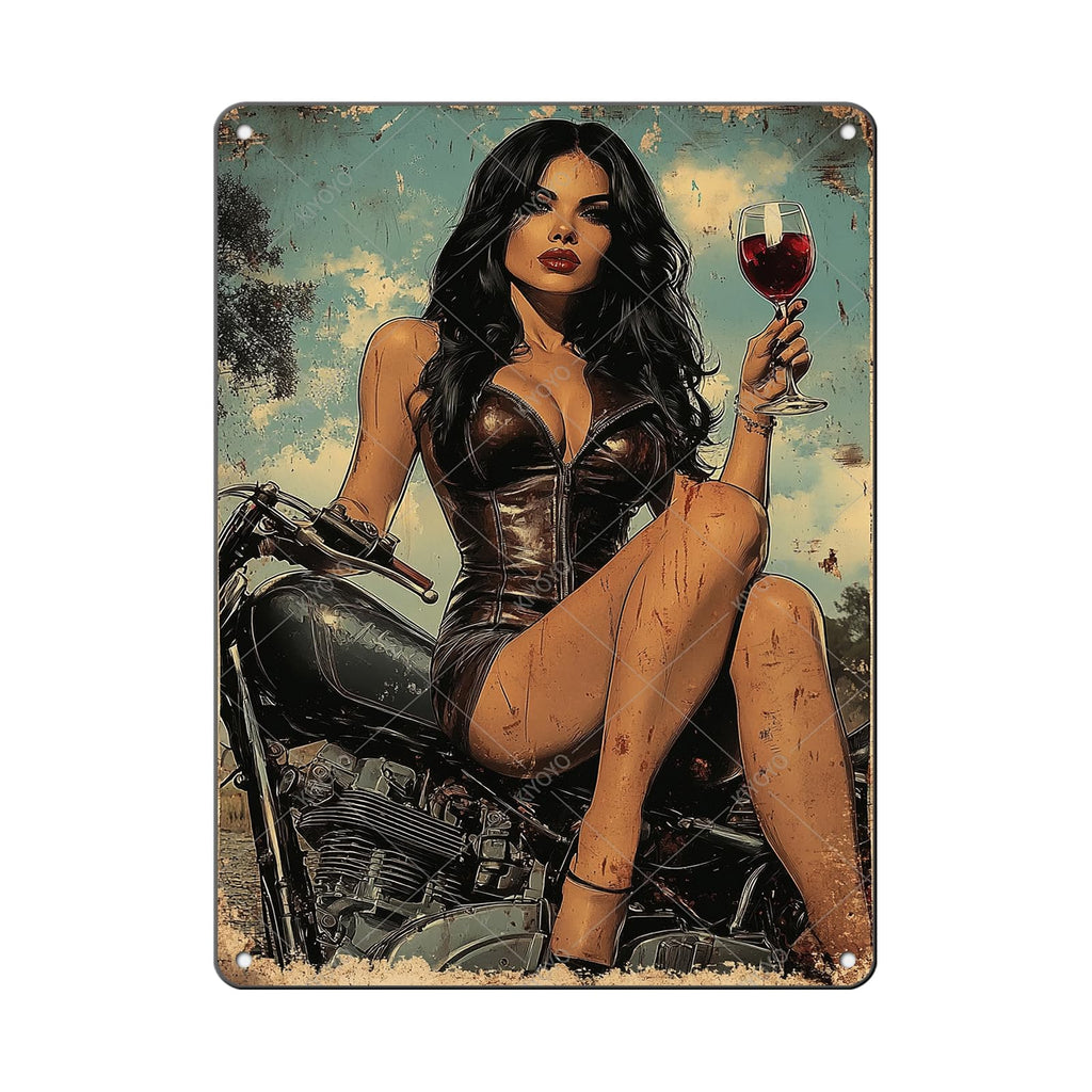 50s Pin up Girl Fishing Metal Tin Sign Open Fly Season Wall Decor Home Angler Cafes Lake House Seascape 12x8 Inch