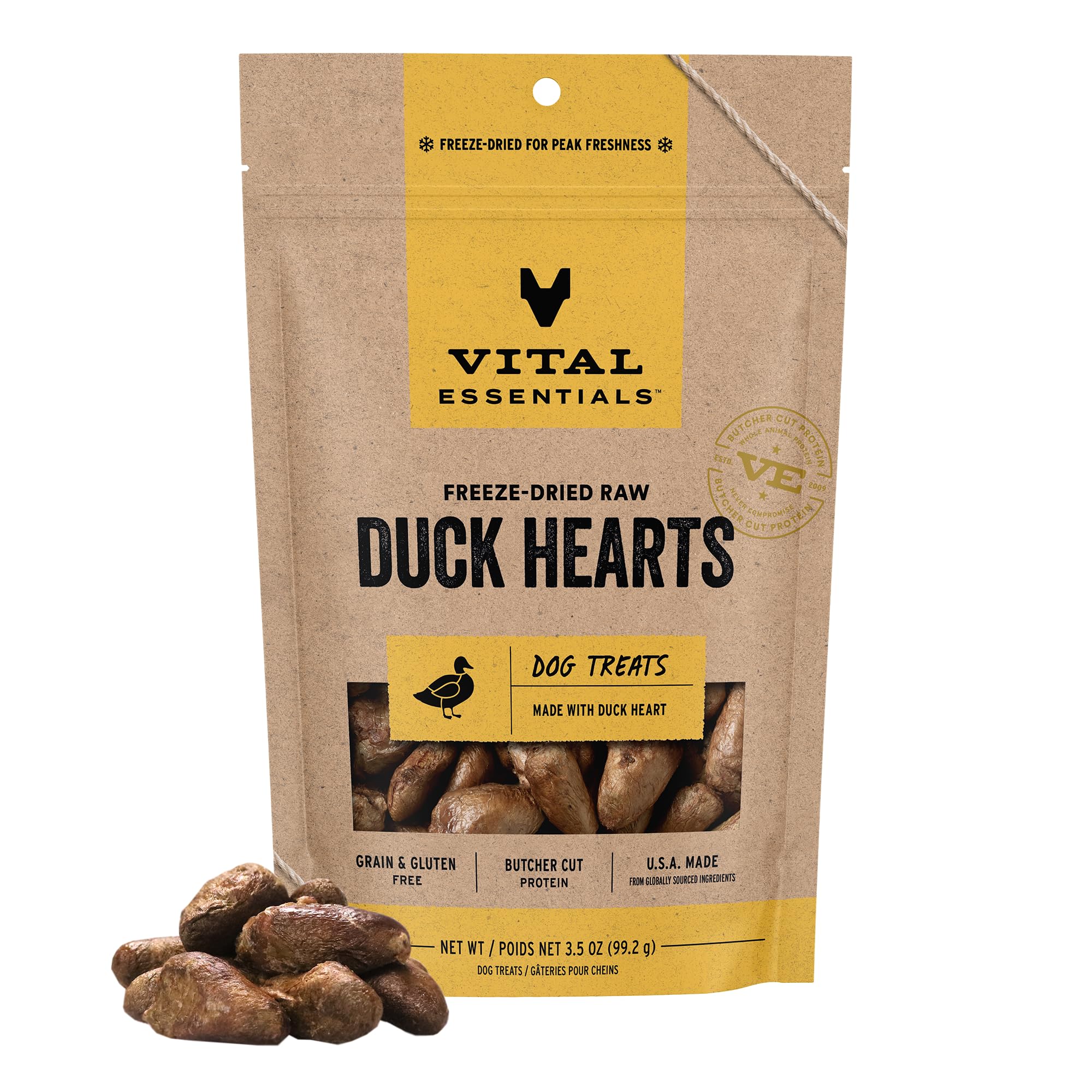 Vital Essentials Freeze Dried Raw Chicken Hearts Dog Treats | Single Ingredient | Premium Quality | Grain Free Treats for Dogs, 1.9 oz Bag