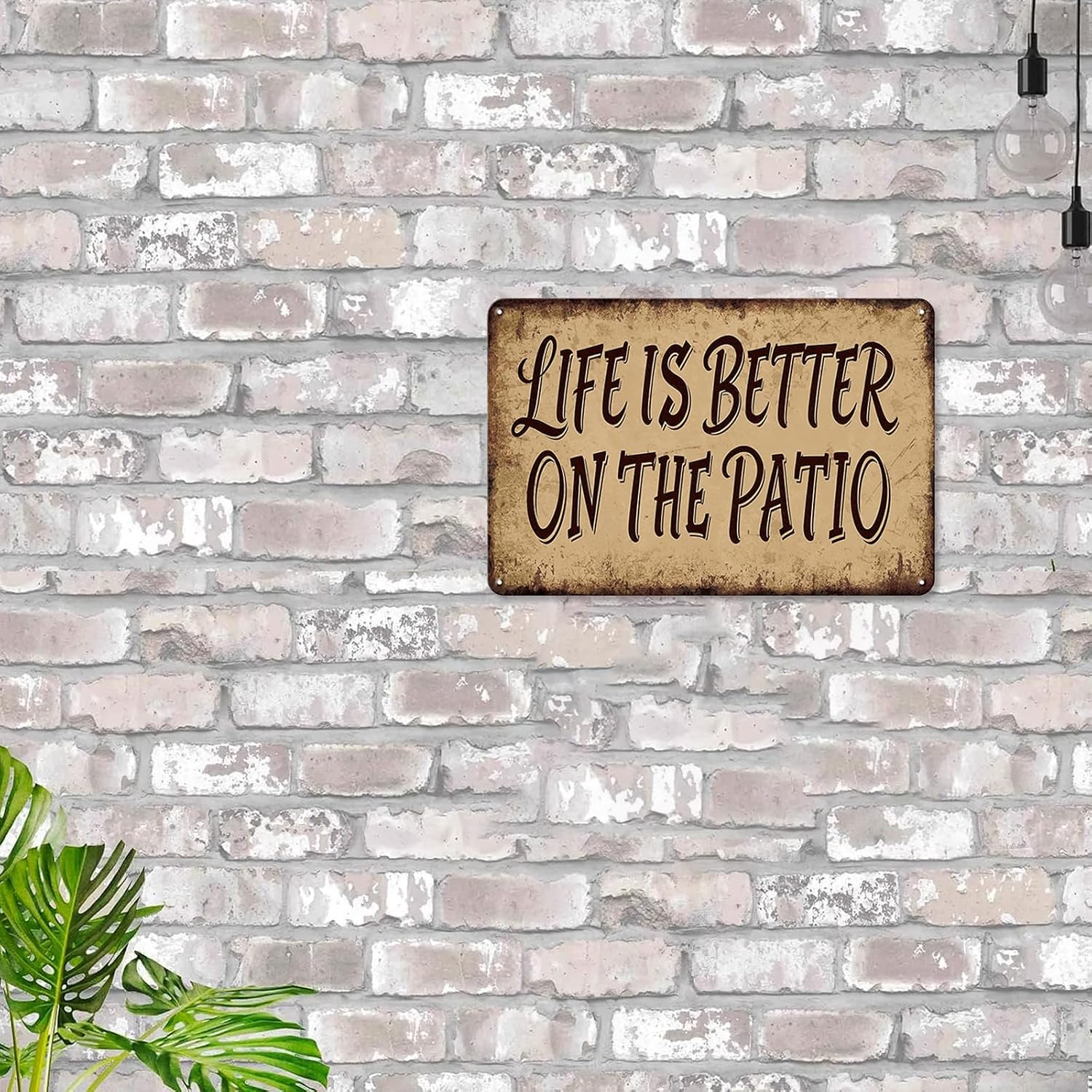 YOYI ART Rustic Metal Sign - Life Is Better On The Patio, Retro Wall Decor Vintage Tin Sign Plaque for Beach House, Garden, Living Room, Bar or Club, 12X 8 Inch
