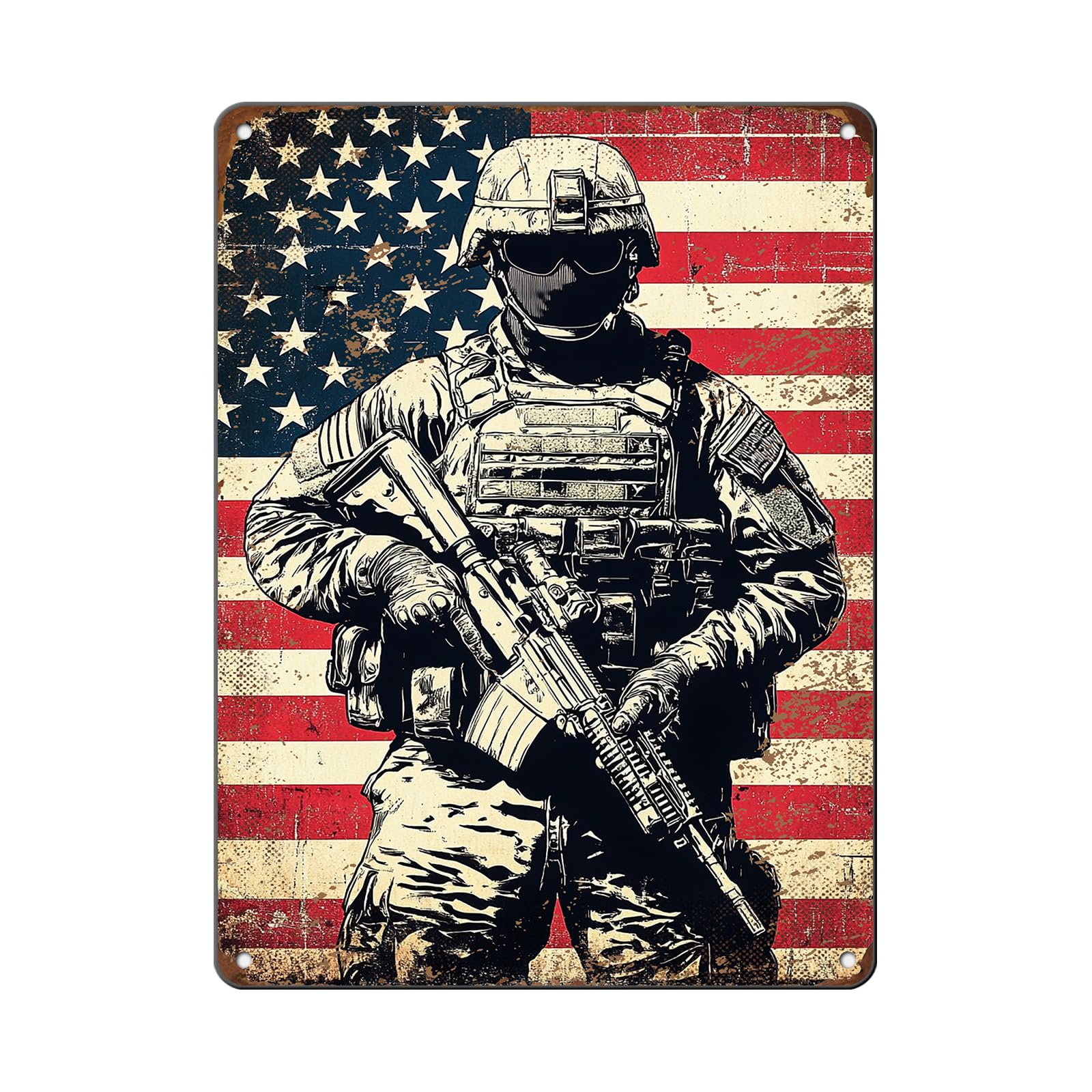 Patriotic Metal Tin Sign Funny American Patriotic Man Tin Sign American Flag Sign 4th of July Vintage Metal Poster Wall Decor for Man Cave Bar Party Garage Outdoor 8x12 Inch