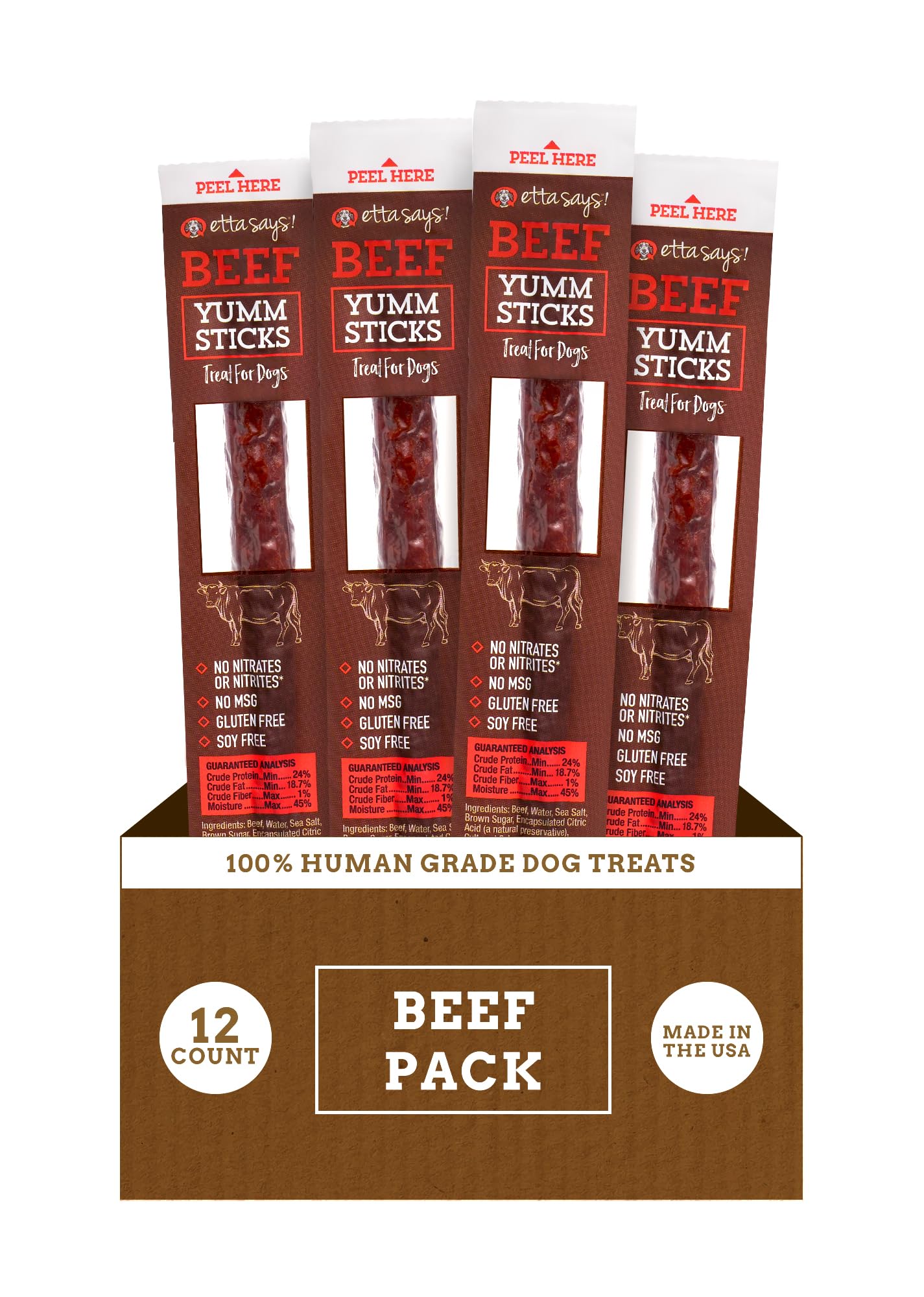 etta says! Yumm Sticks - Real Meat Dog Jerky Treats - Beef, Chicken, Pork, and Turkey Variety Pack - Human Grade - Made in The USA (24 Count Pack of 1)