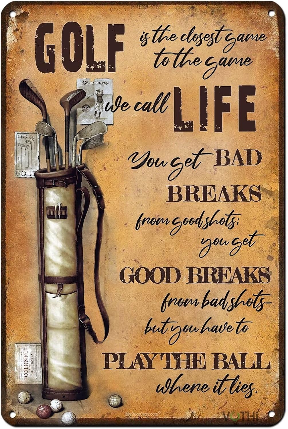 Funny Retro Metal Tin Sign Golf Decor Home Wall Decor Poster; Sports Memorabilia for Man Cave Essentials Golf Posters Bar Pub Decoration Garage 12x8 In