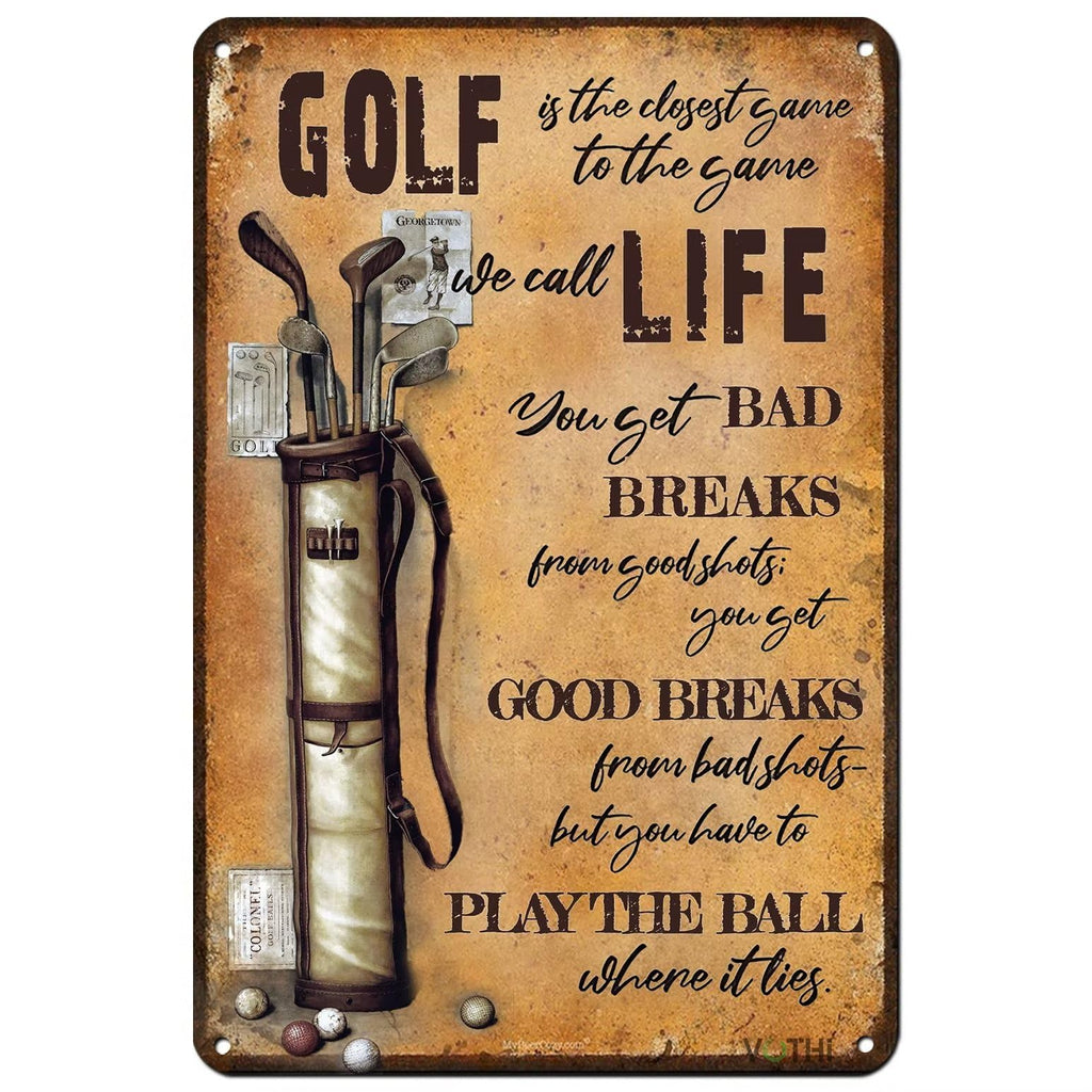 Funny Retro Metal Tin Sign Golf Decor Home Wall Decor Poster; Sports Memorabilia for Man Cave Essentials Golf Posters Bar Pub Decoration Garage 12x8 In