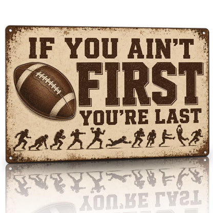 Eat Sleep Football Repeat Tin Sign, Football Room Wall Decor For Teen Boys Room Bedroom, Sports Player Man Cave Decor 8X12 Inch