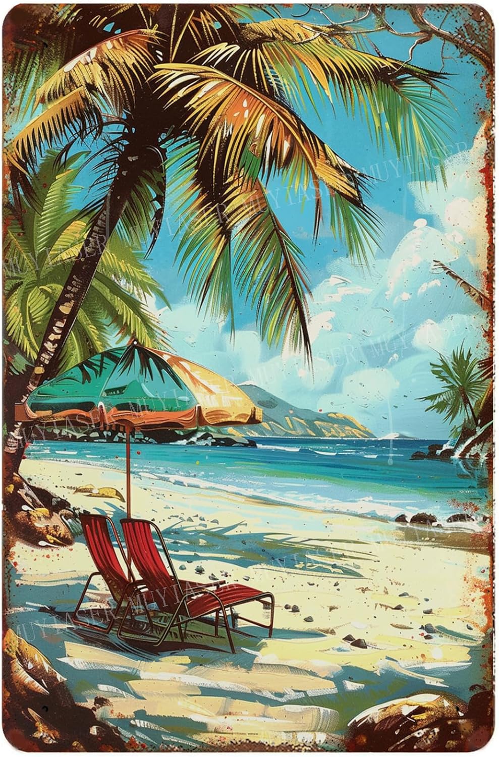 Metal Signs Vintage Beach Decor Retro Aluminum Tin Sign for Beach Kitchen Office Home Bar Cafe Decor 8x12 Inch